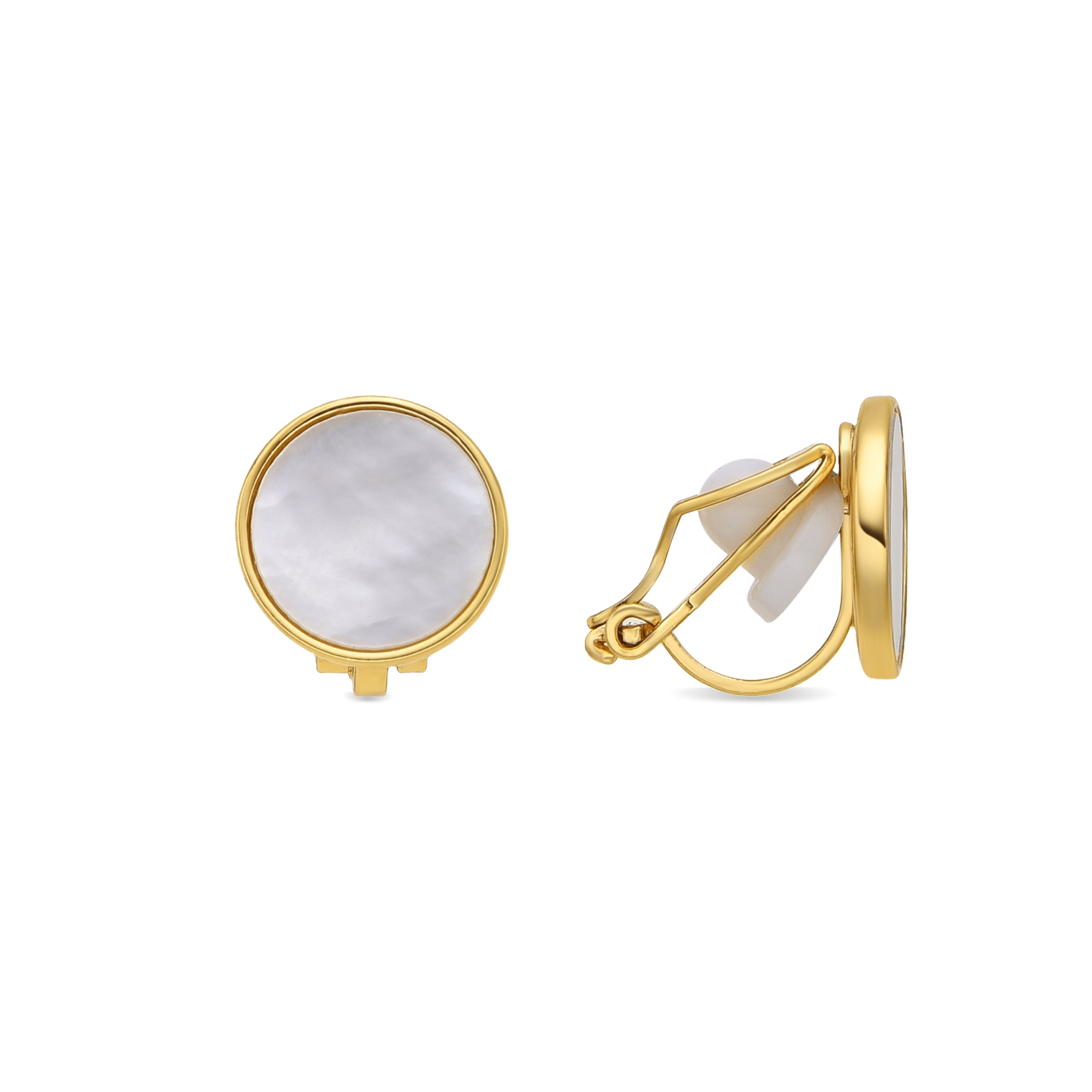 Boucles d'oreilles finition or jaune 18k et Nacre blanche - Akil