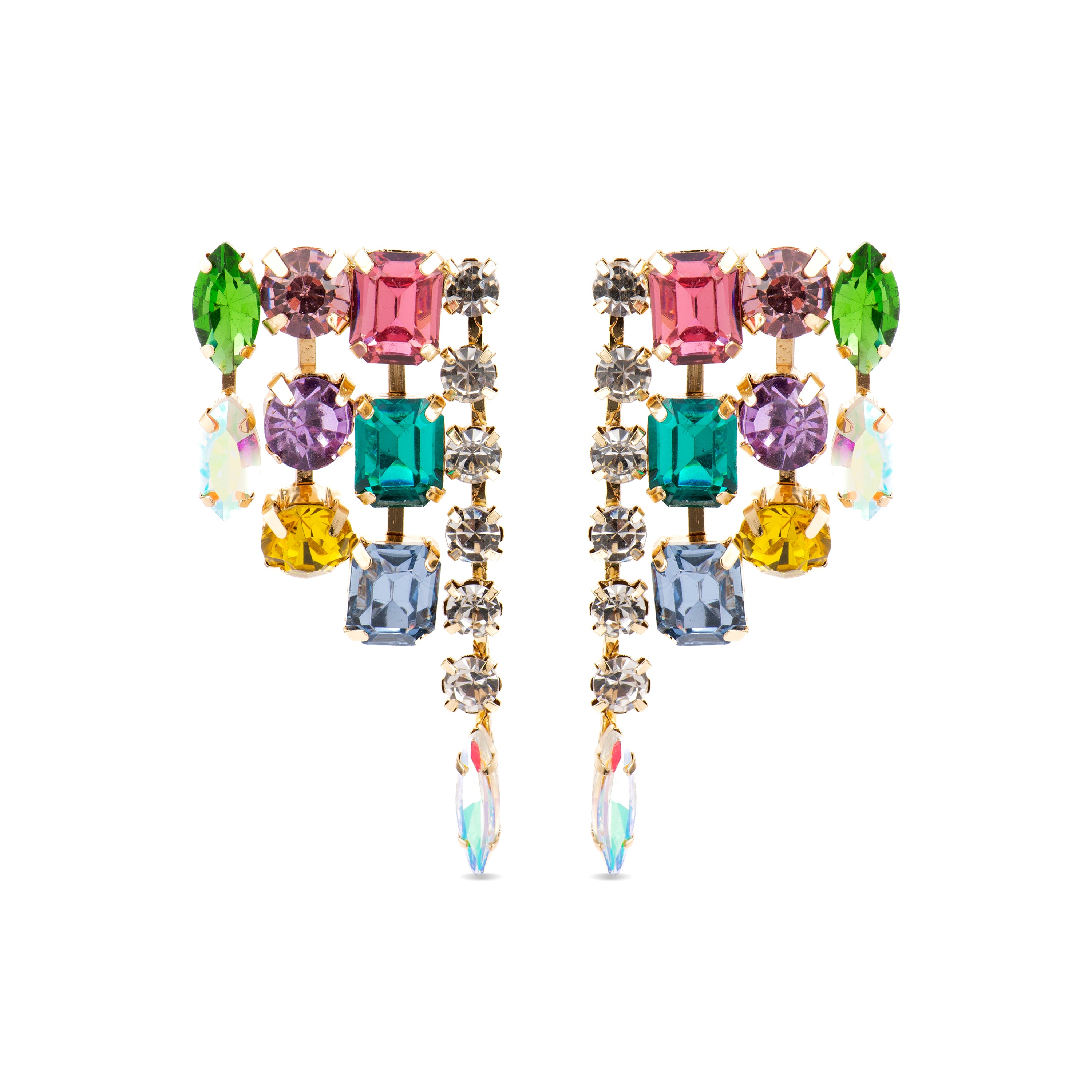 Pendientes con Cristal Multicolor acabado oro 18k - Shamwa