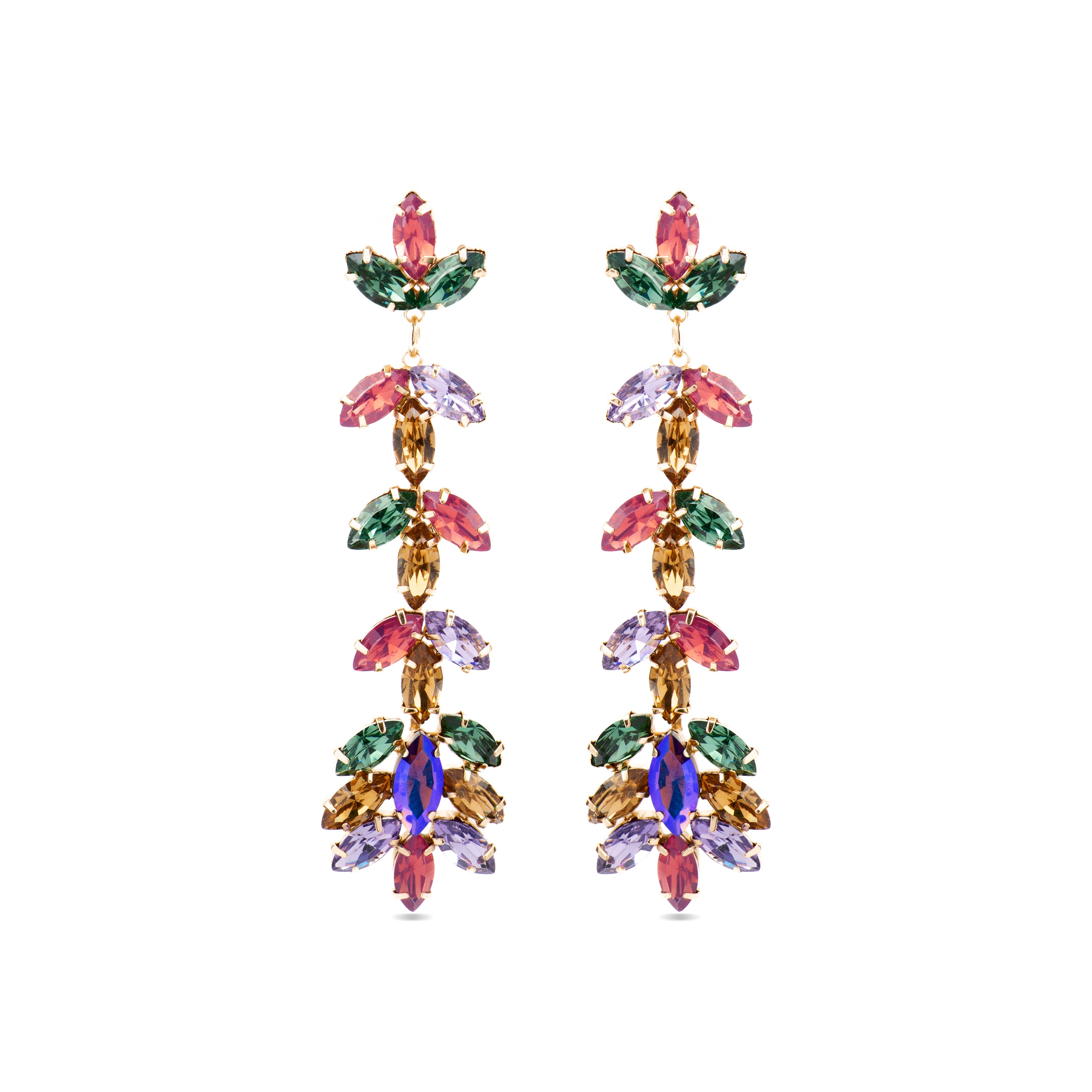 Boucles d'oreilles avec cristal multicolore finition or 18k - Durblai