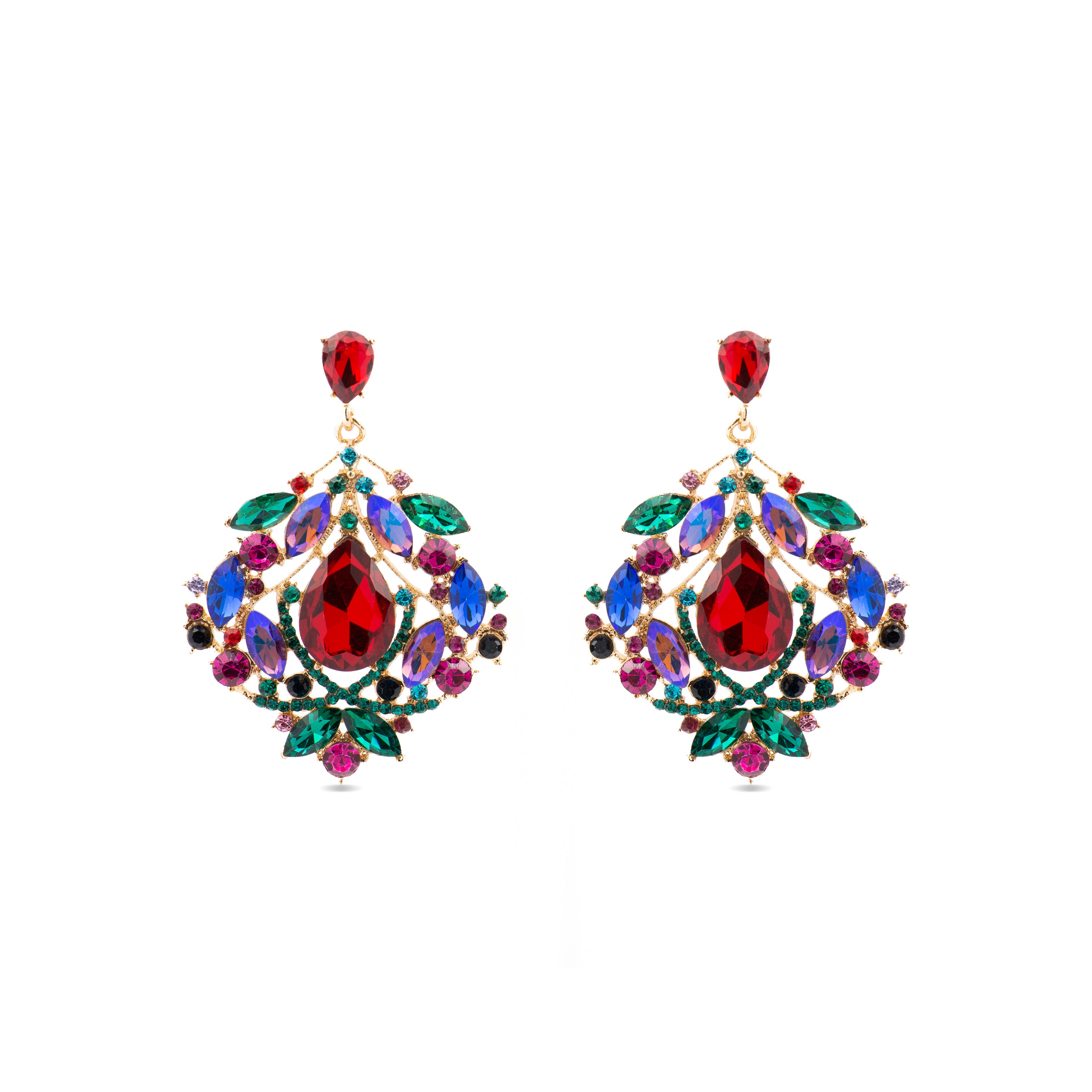 Pendientes con Cristal Multicolor acabado oro 18k - Moken