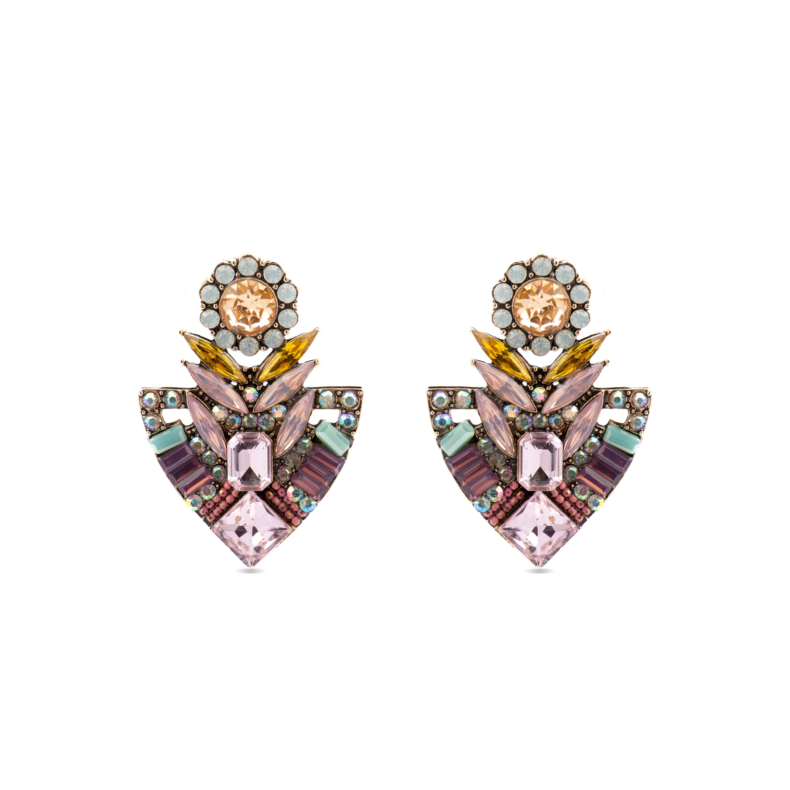 Pendientes con Cristal Multicolor acabado oro 18k - Aphuat