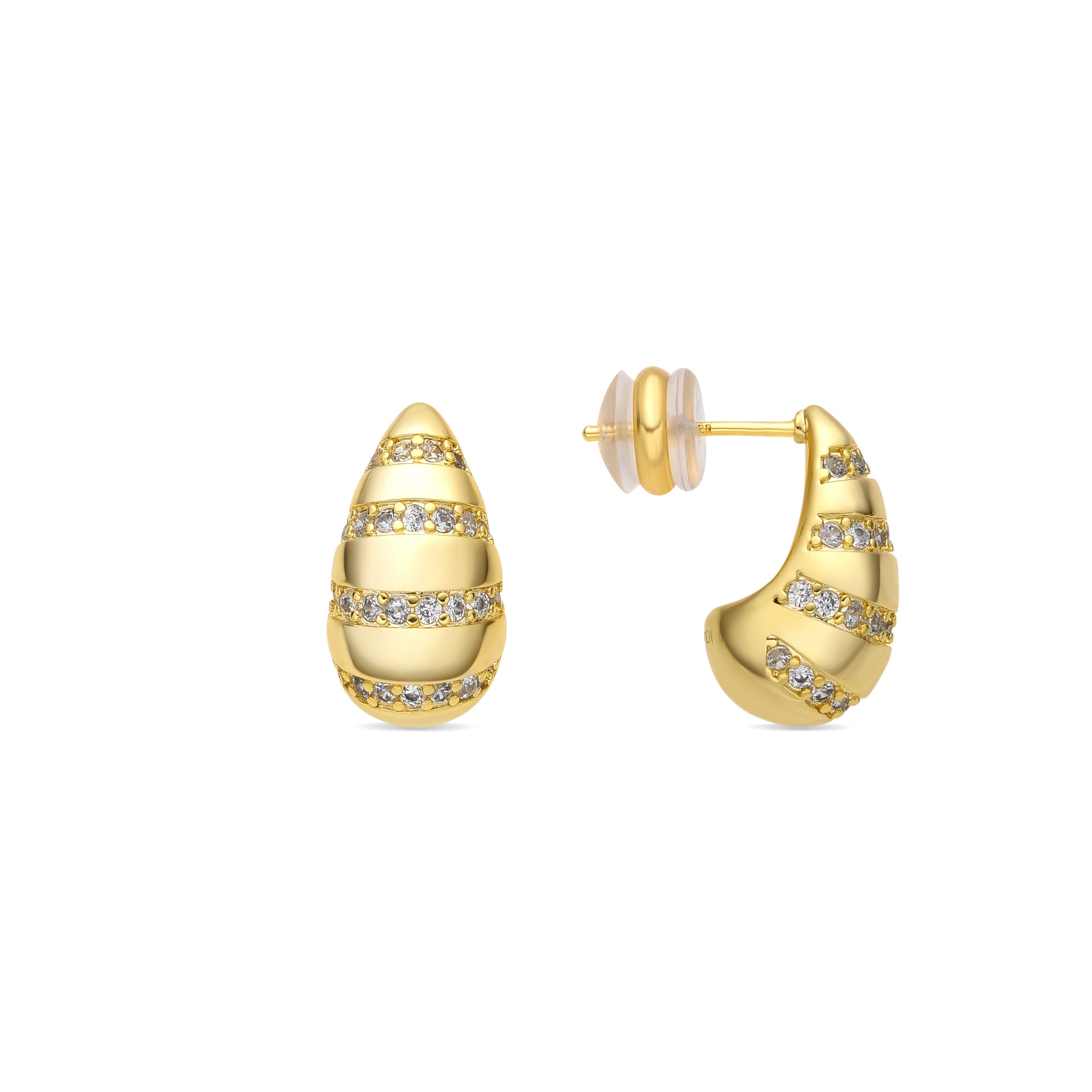 Boucles d'oreilles finition or jaune 18k et Zircon brillant - Thora