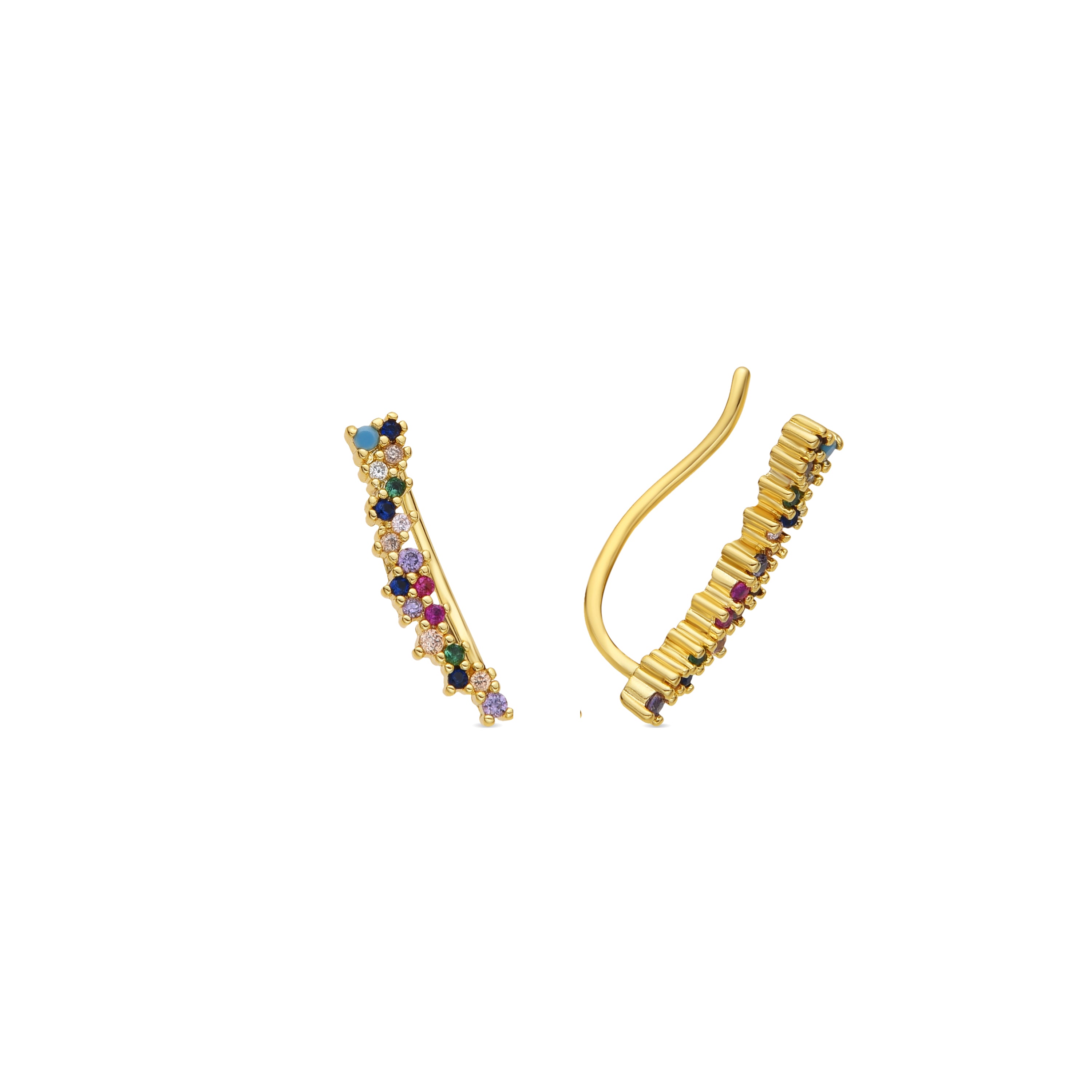 Ohrringe mit 18k Gelbgold-Finish und mehrfarbigen Zirkonien - Yionli