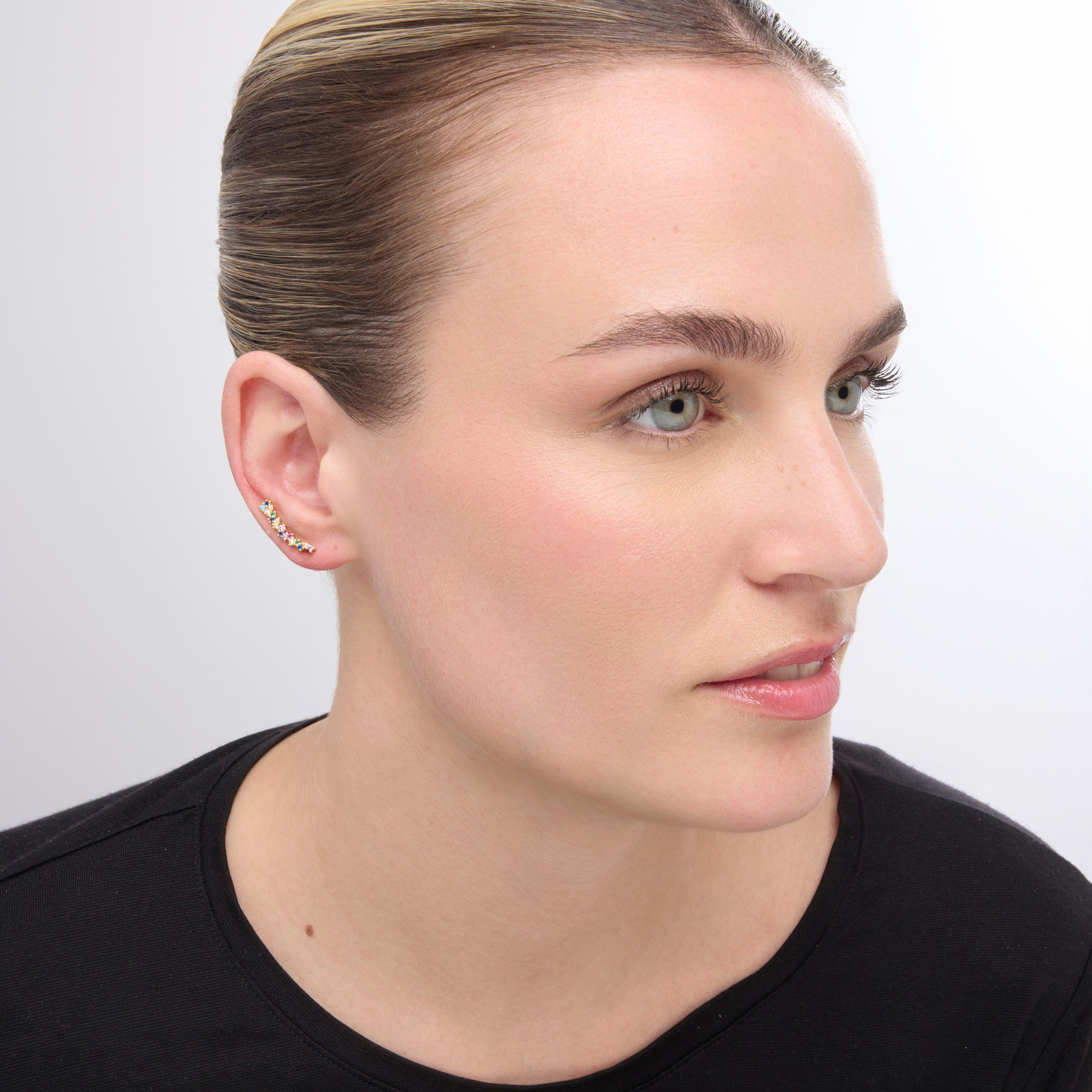 Ohrringe mit 18k Gelbgold-Finish und mehrfarbigen Zirkonien - Yionli