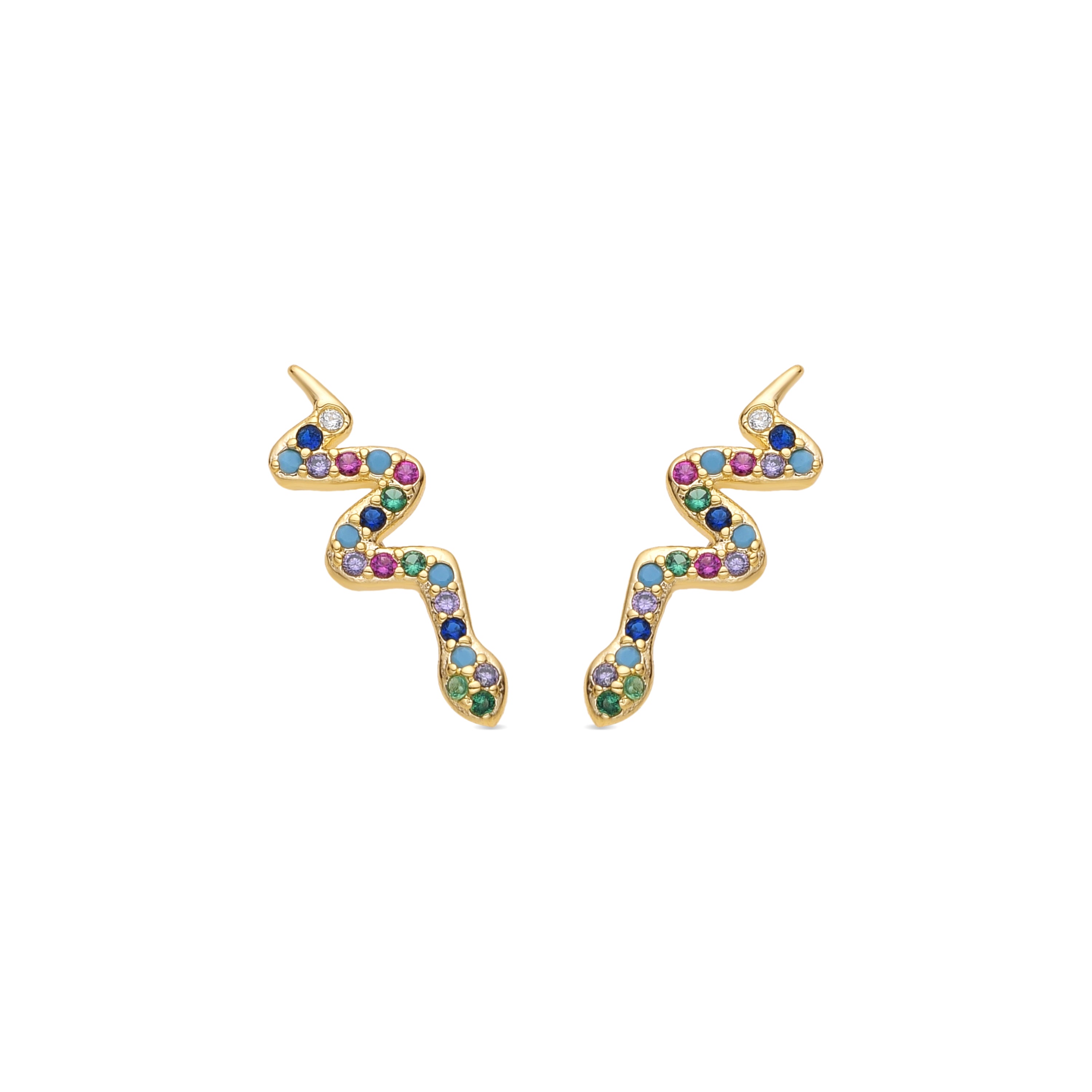 Ohrringe mit 18k Gelbgold-Finish und mehrfarbigen Zirkonien - Orksad
