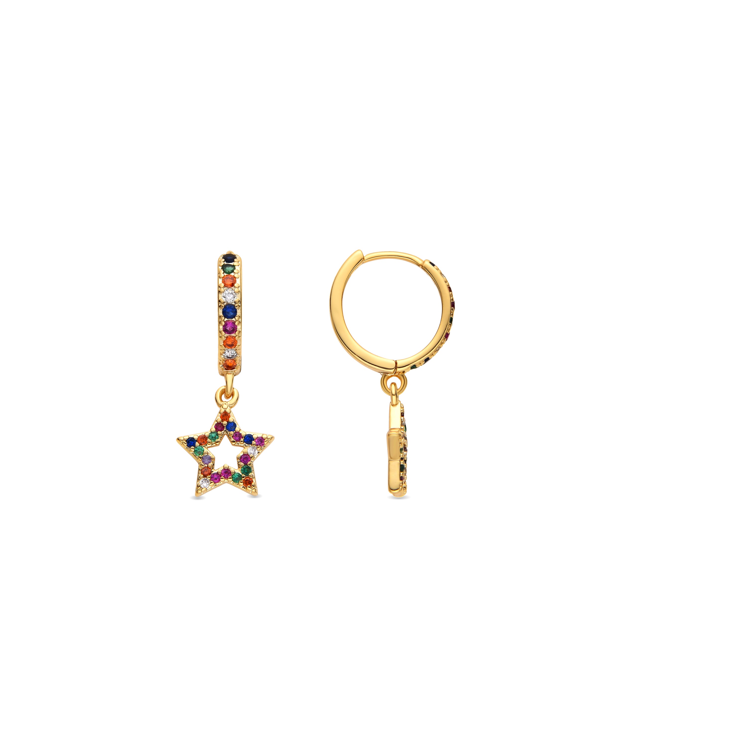 Pendientes con Circonita Multicolor acabado oro 18k - Fardie