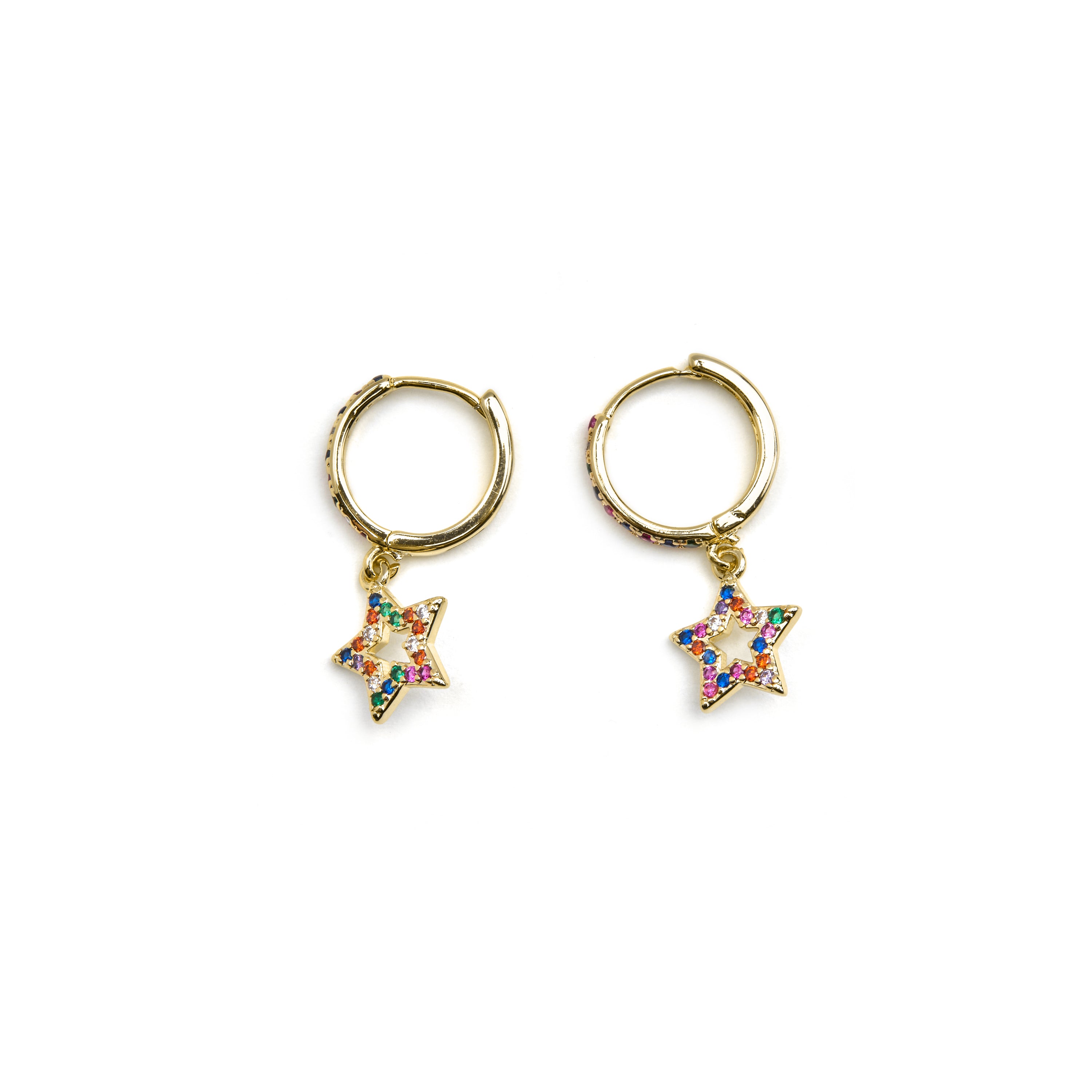 Pendientes con Circonita Multicolor acabado oro 18k - Fardie