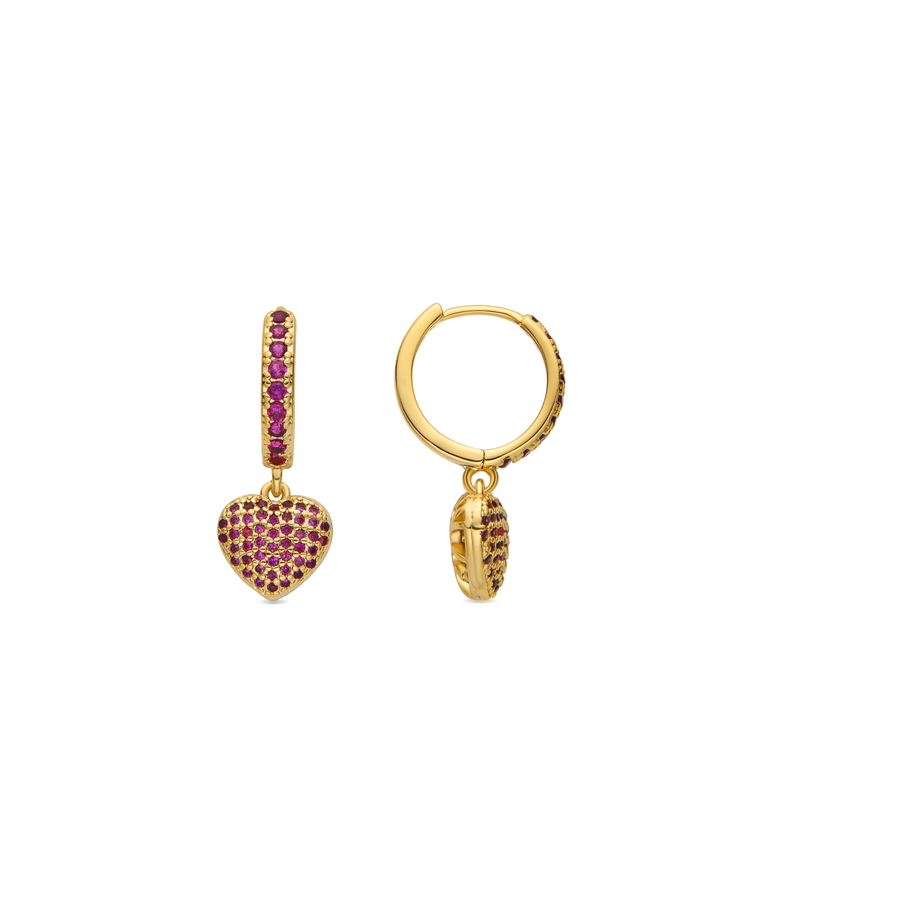 Ruby Zirconia Earrings in 18k Gold Finish - Korisen