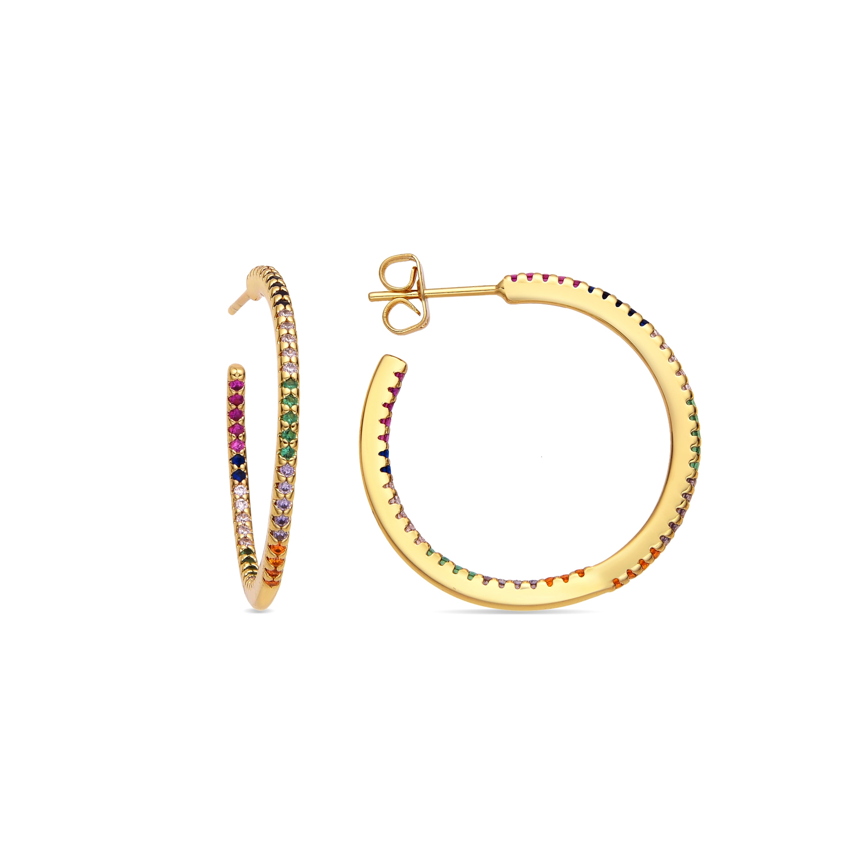 Earrings with brilliant zirconia, 18k gold finish - Firmou