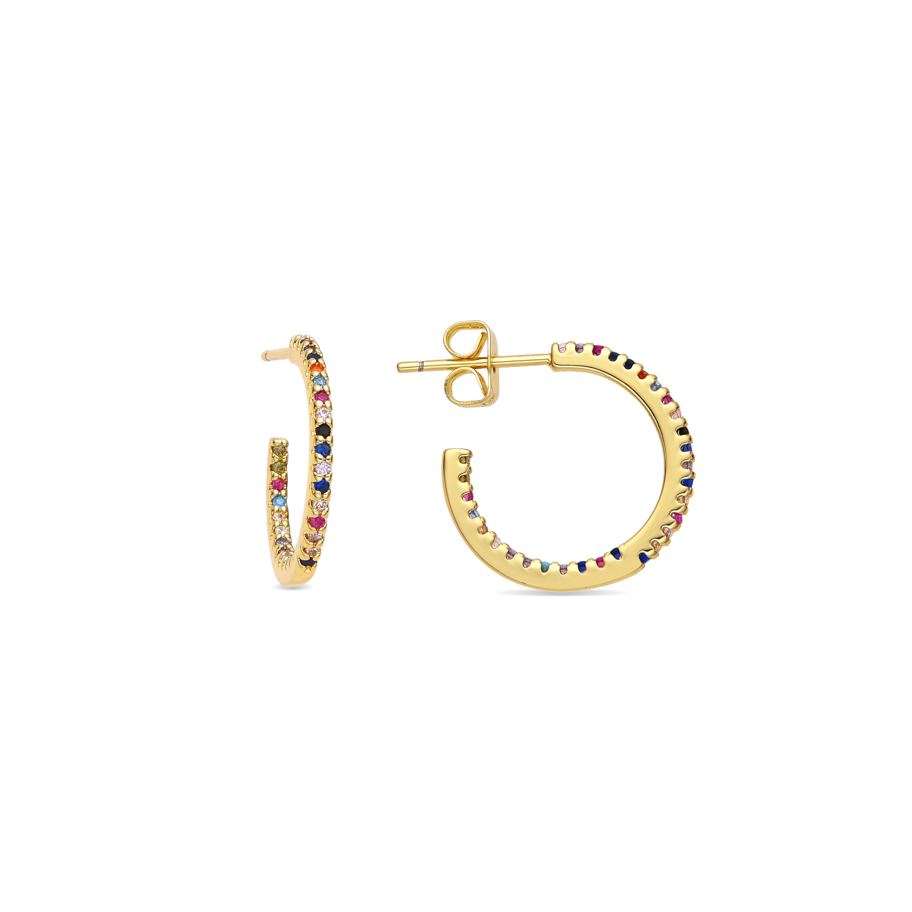 Boucles d'oreilles avec zircon multicolore finition or 18k - Kumo