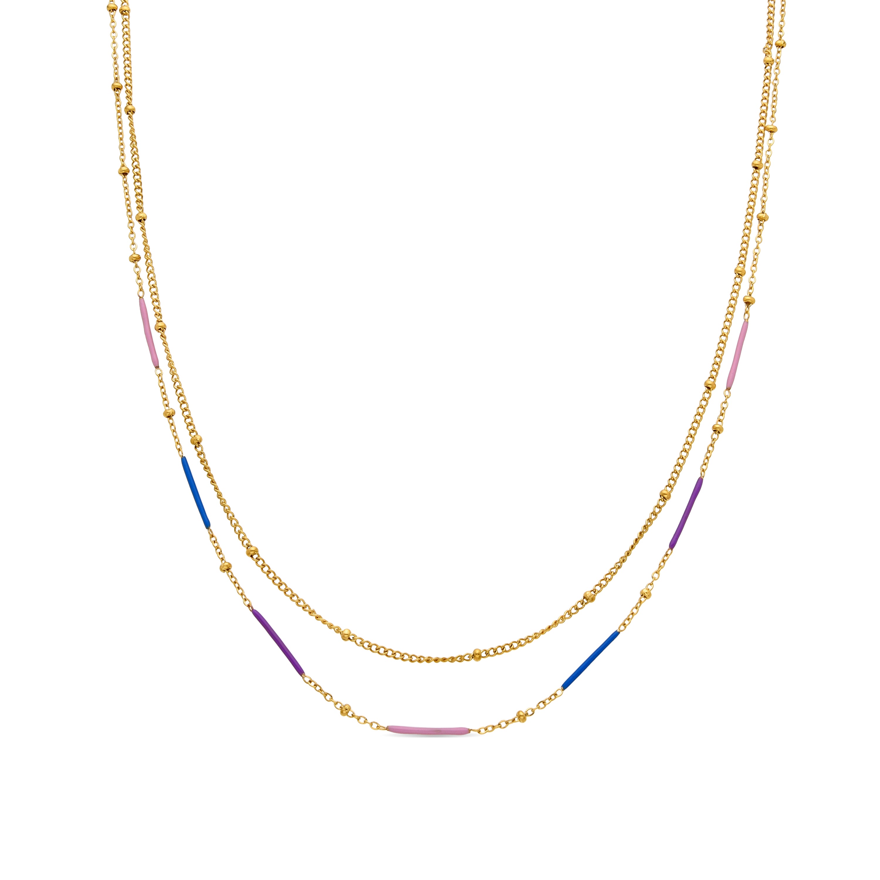 Halskette mit mehrfarbigem Lack und 18k Goldfinish - Lueo