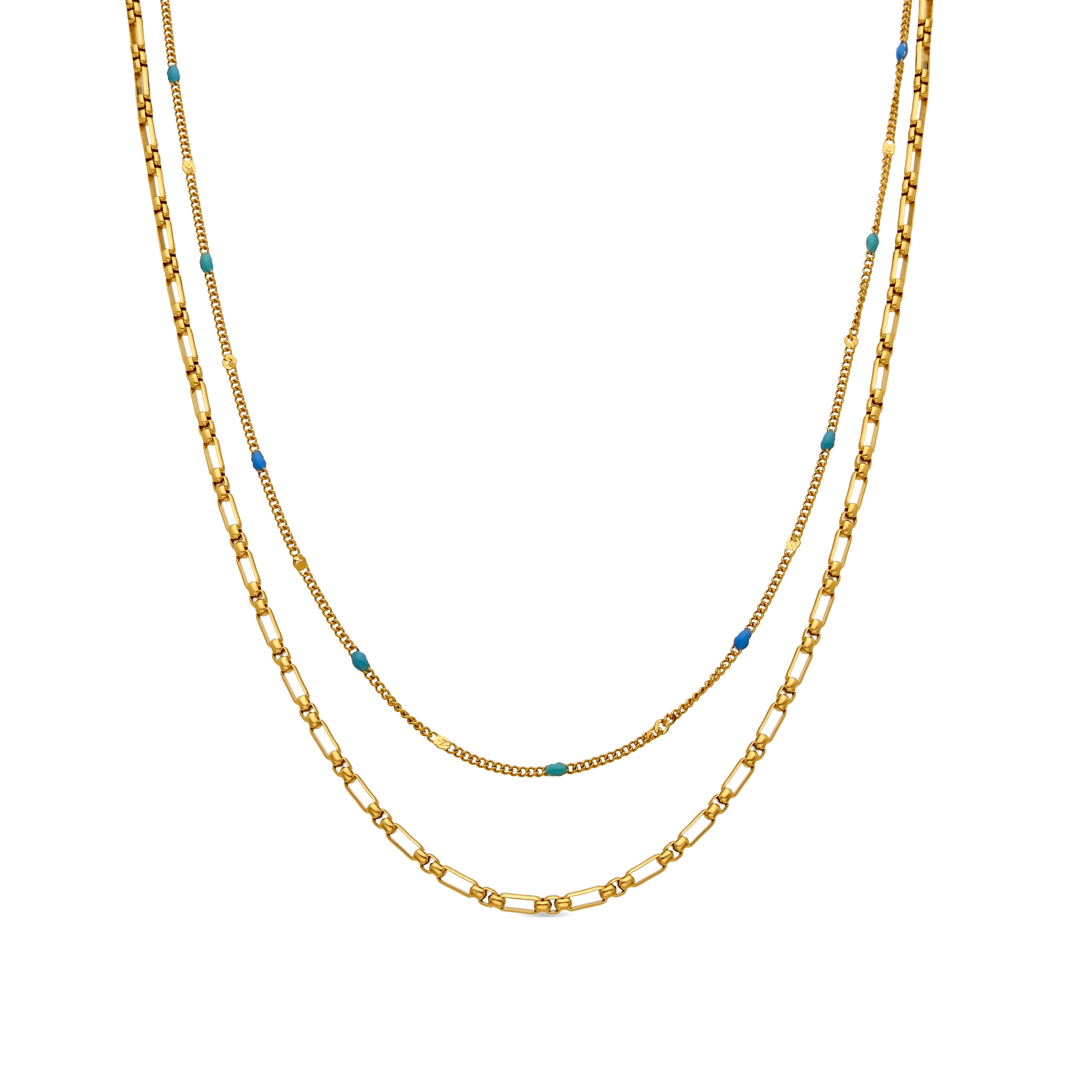 Halskette mit mehrfarbigem Lack, 18k Gold-Finish - Cautar