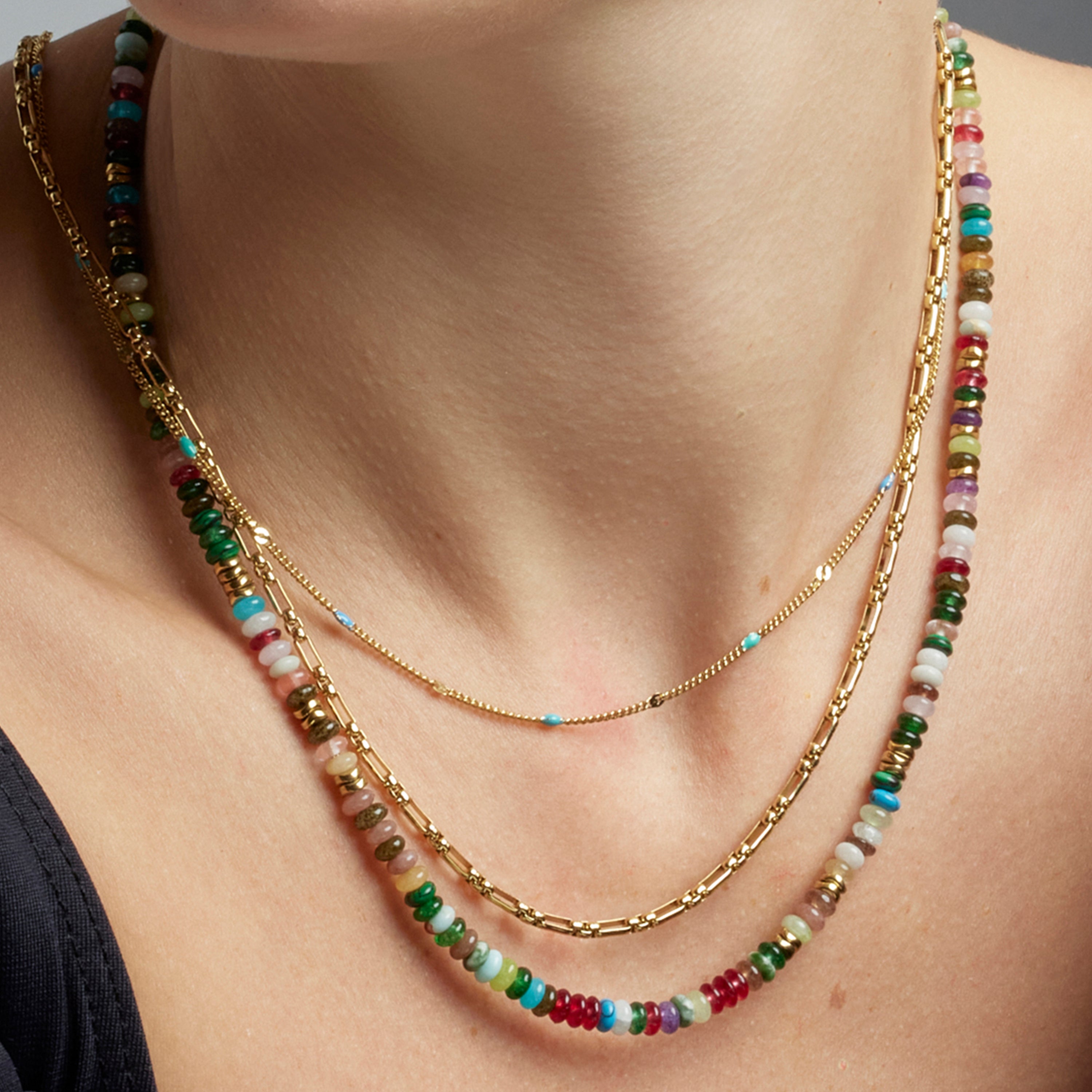 Halskette mit mehrfarbigem Lack, 18k Gold-Finish - Cautar
