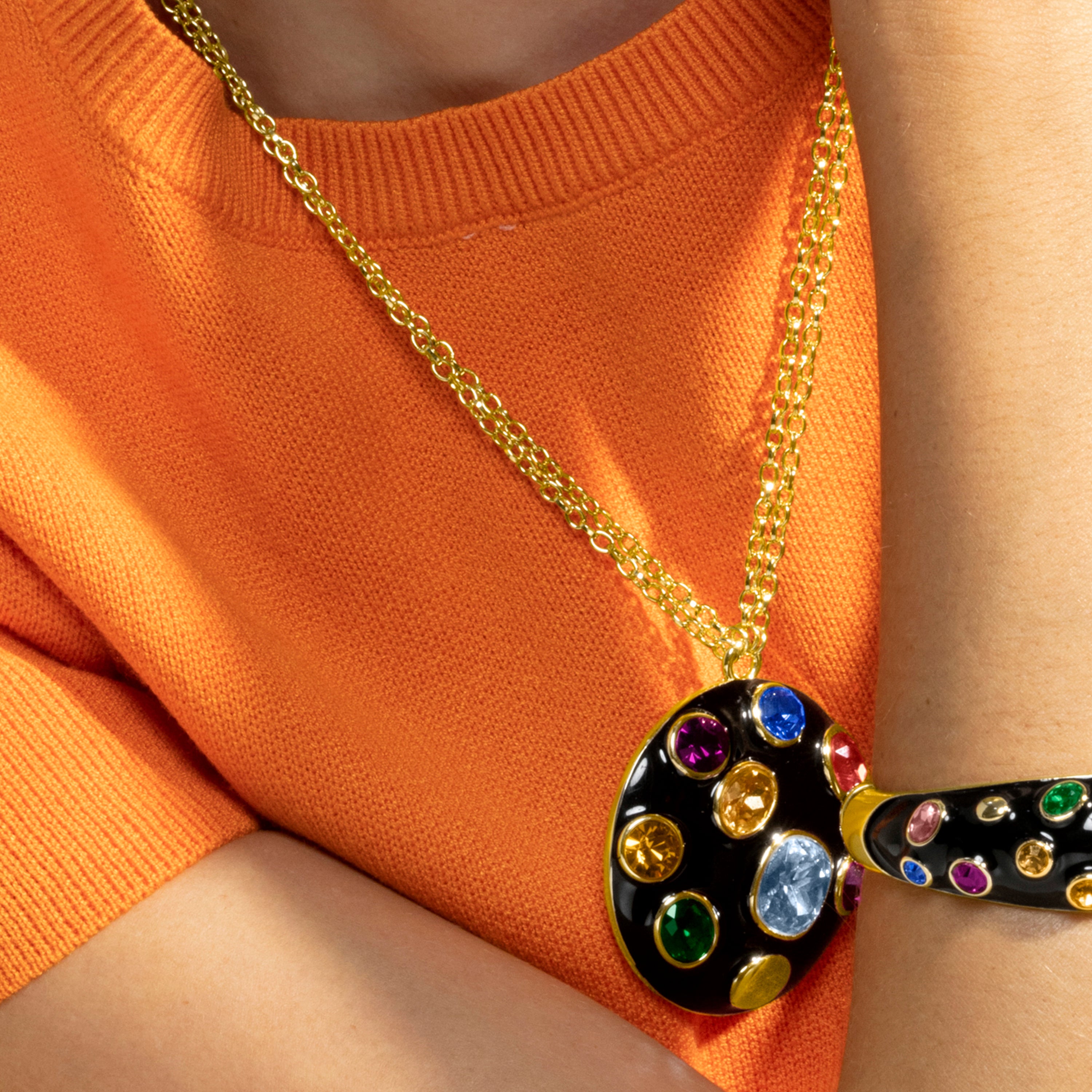 Necklace with Black Lacquer finish 18k gold - Yever