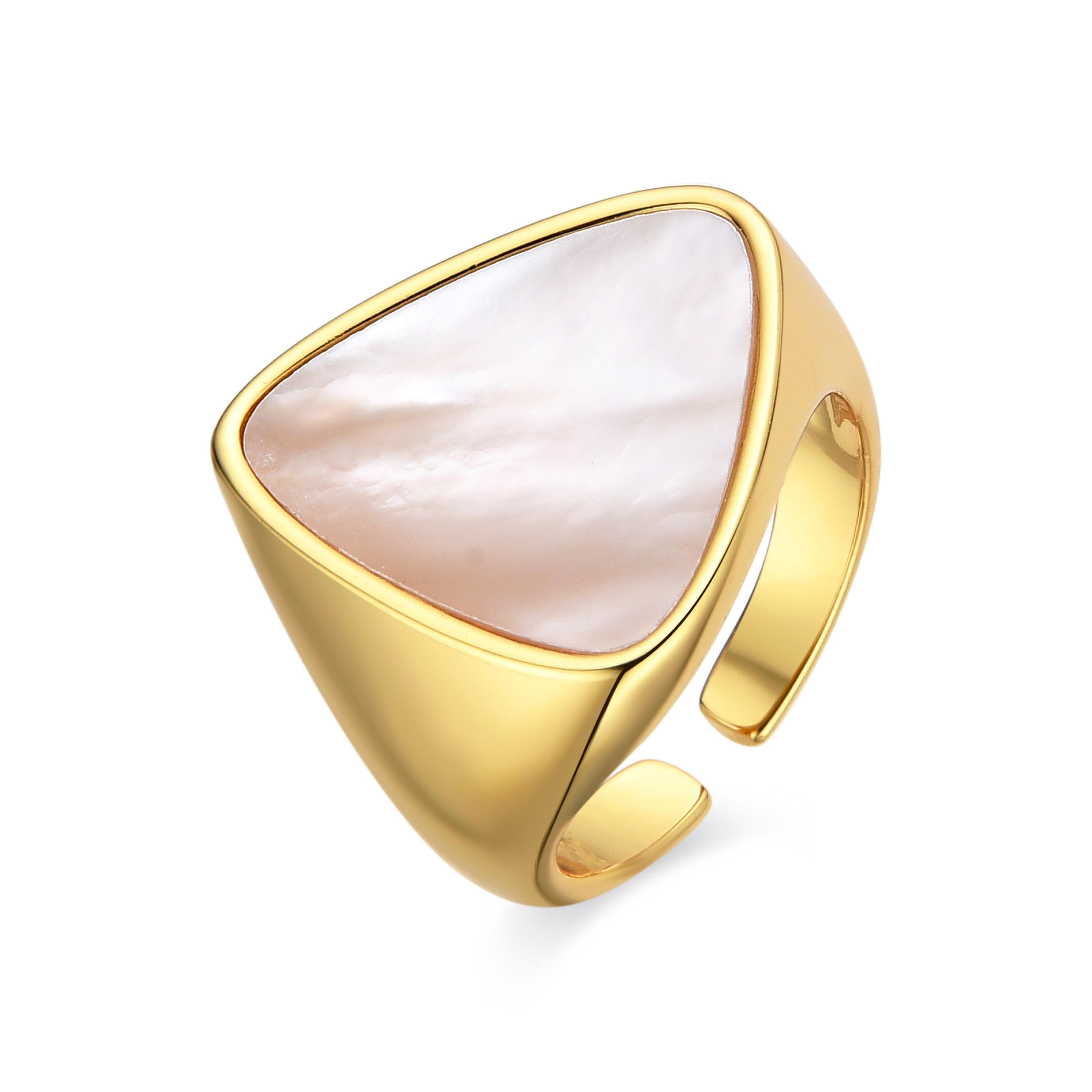 Ring mit weißer Perlmutt, 18k Gold-Finish - Sune