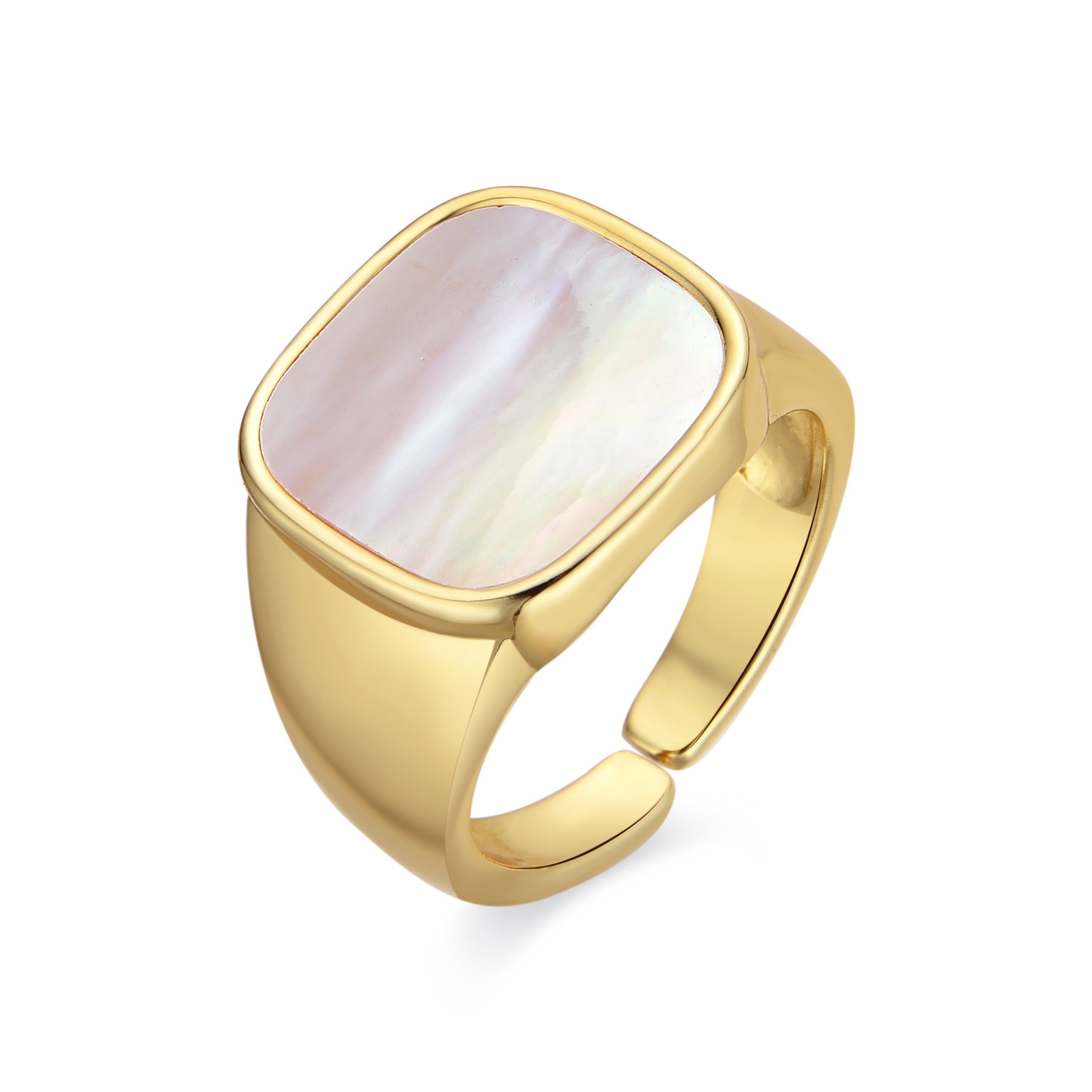 Ring mit weißer Perlmutt, 18k Gold-Finish - Misau