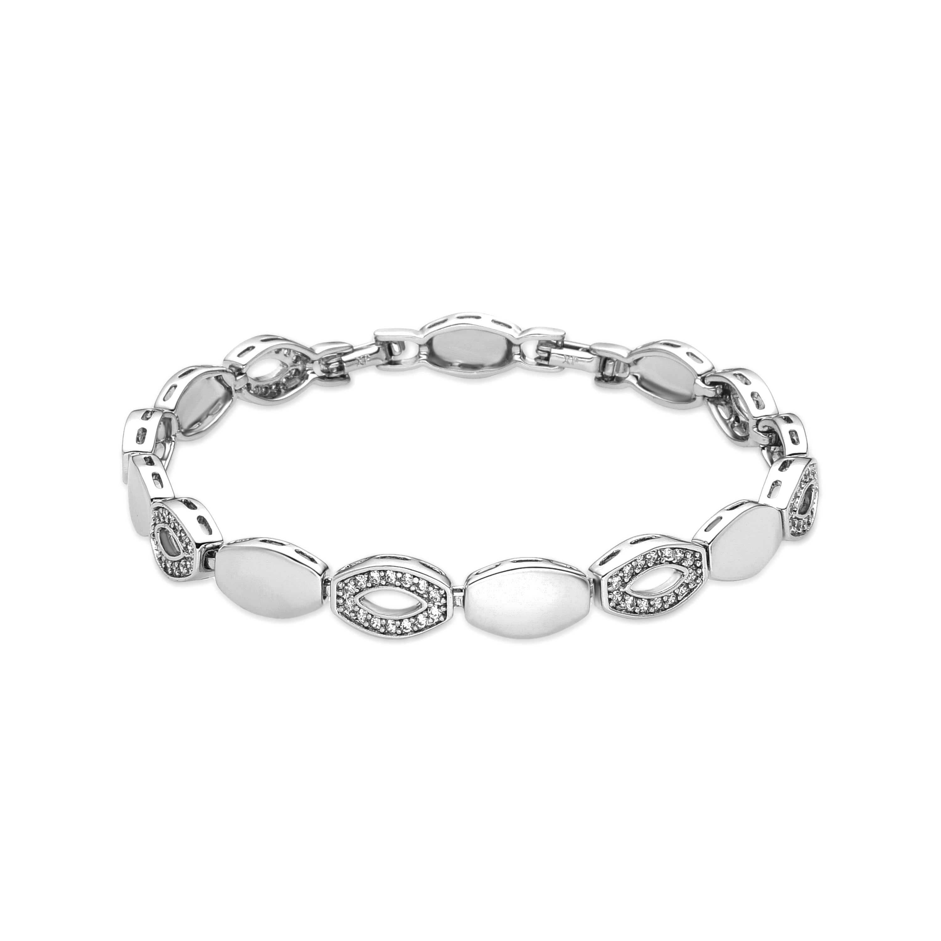 Bracelet with shiny zirconia, silver finish - Livas