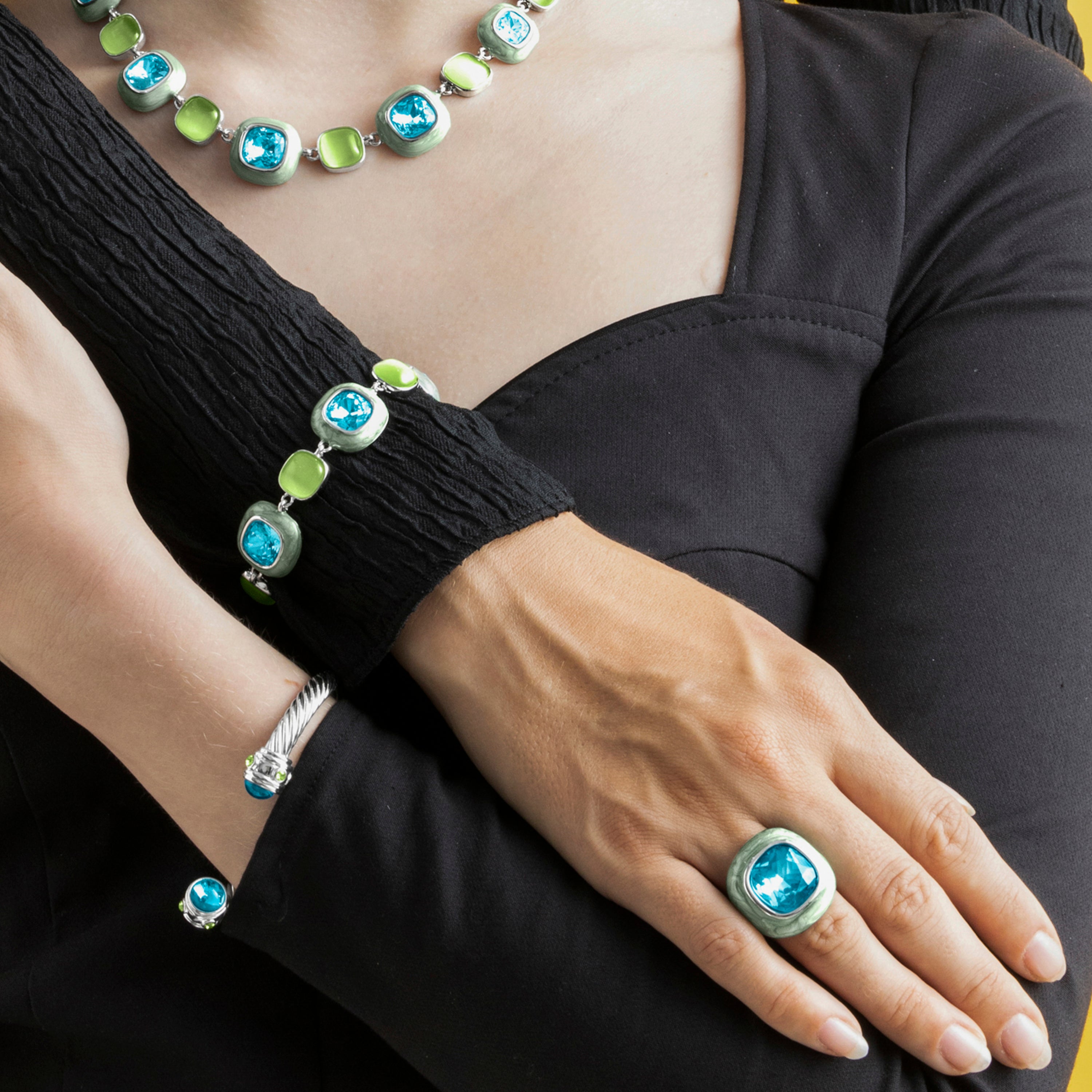 Bracelet with Blue Crystal, silver finish - Danio