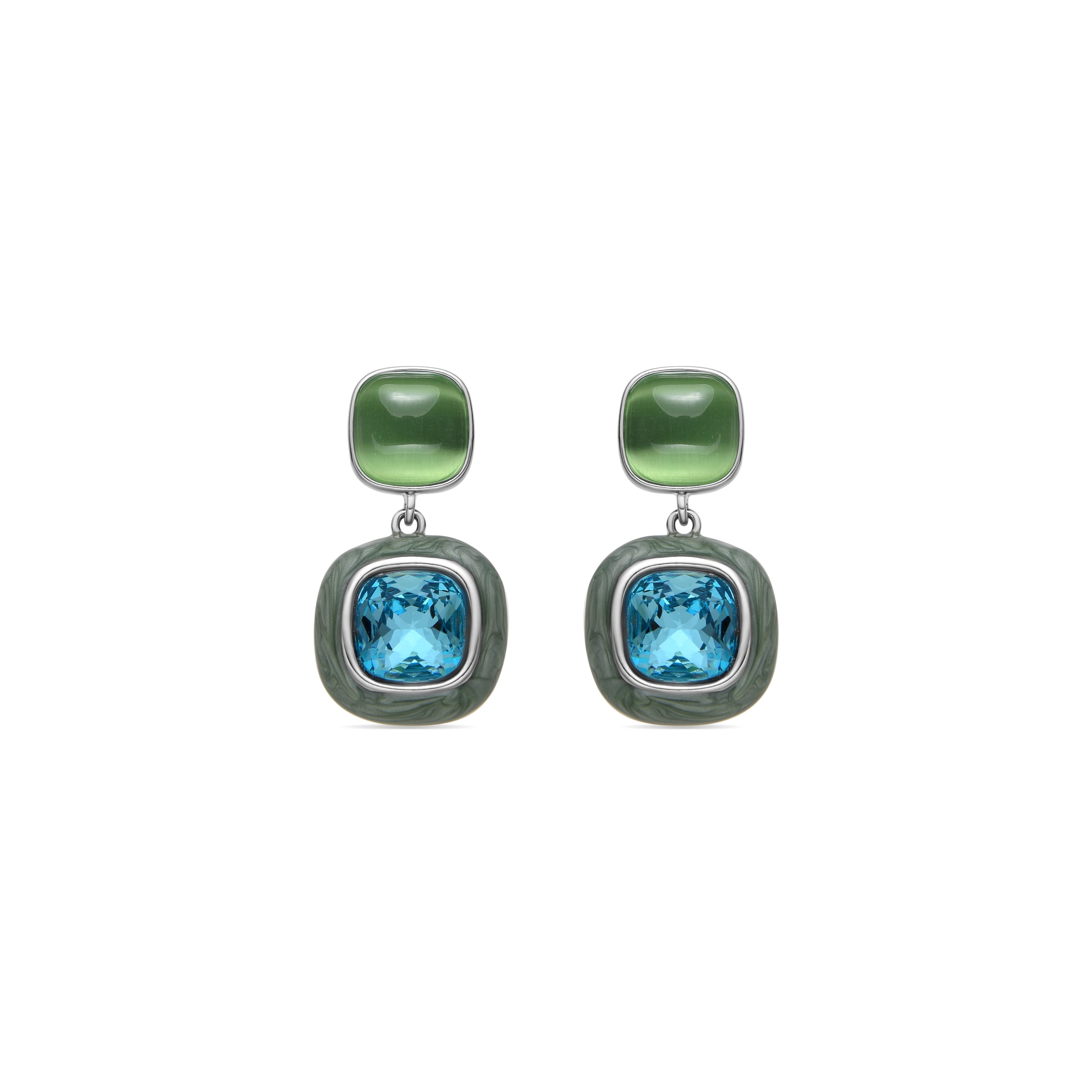 Pendientes con Cristal Azul acabado plata - Xumas