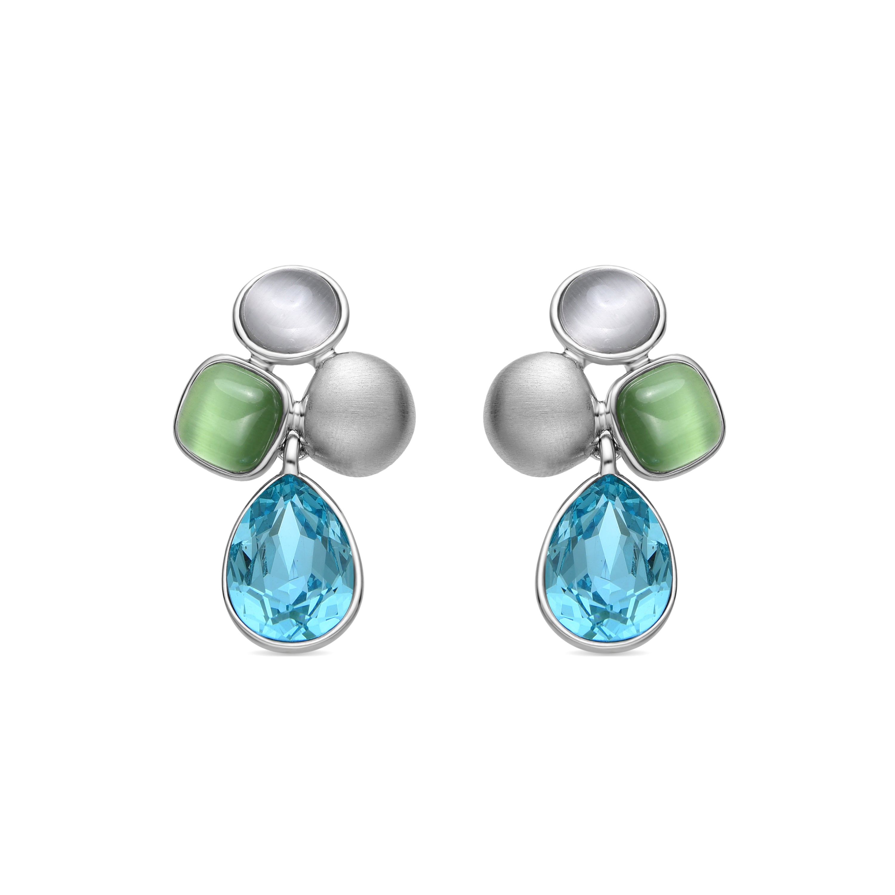 Pendientes con Cristal Azul acabado plata - Vargae