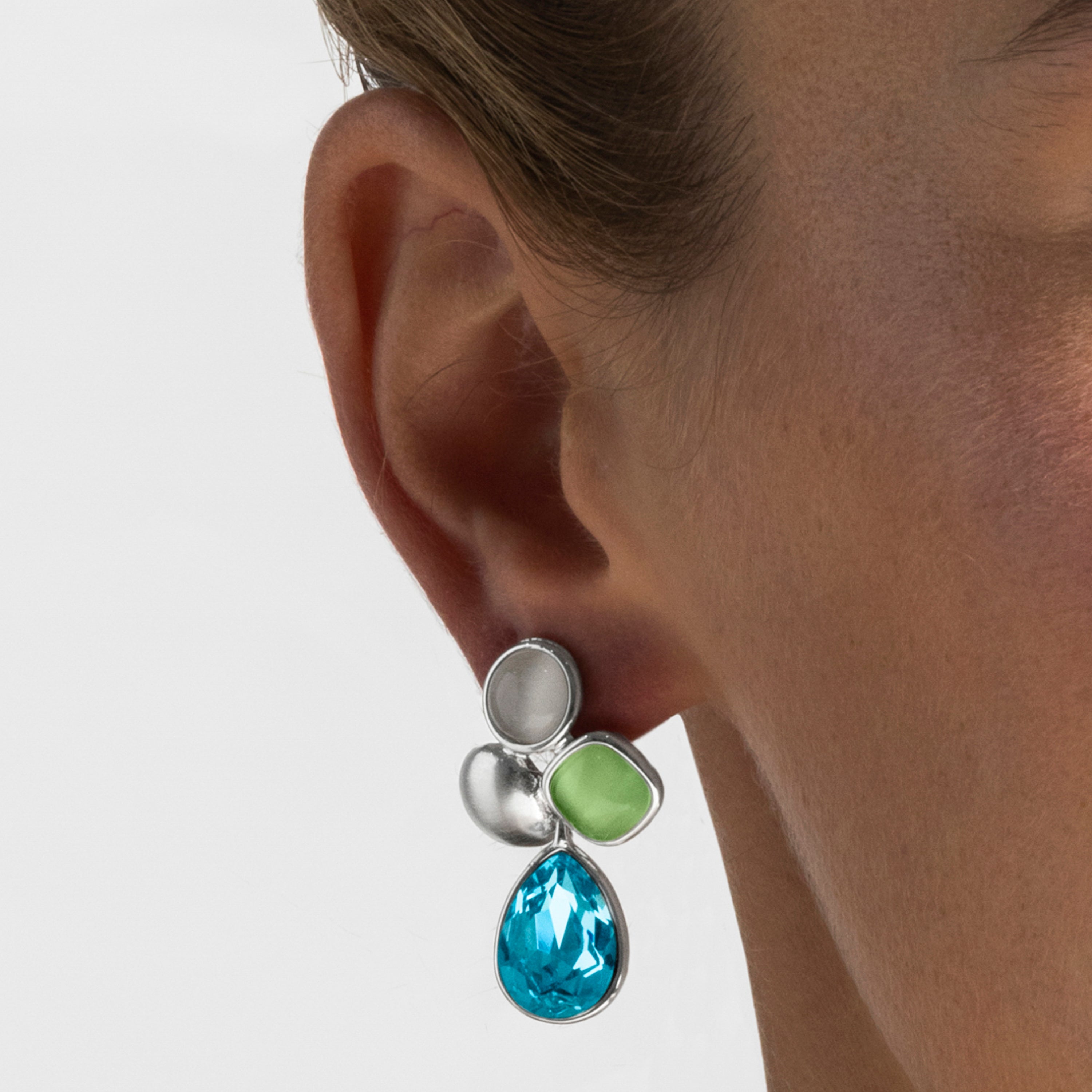 Pendientes con Cristal Azul acabado plata - Vargae