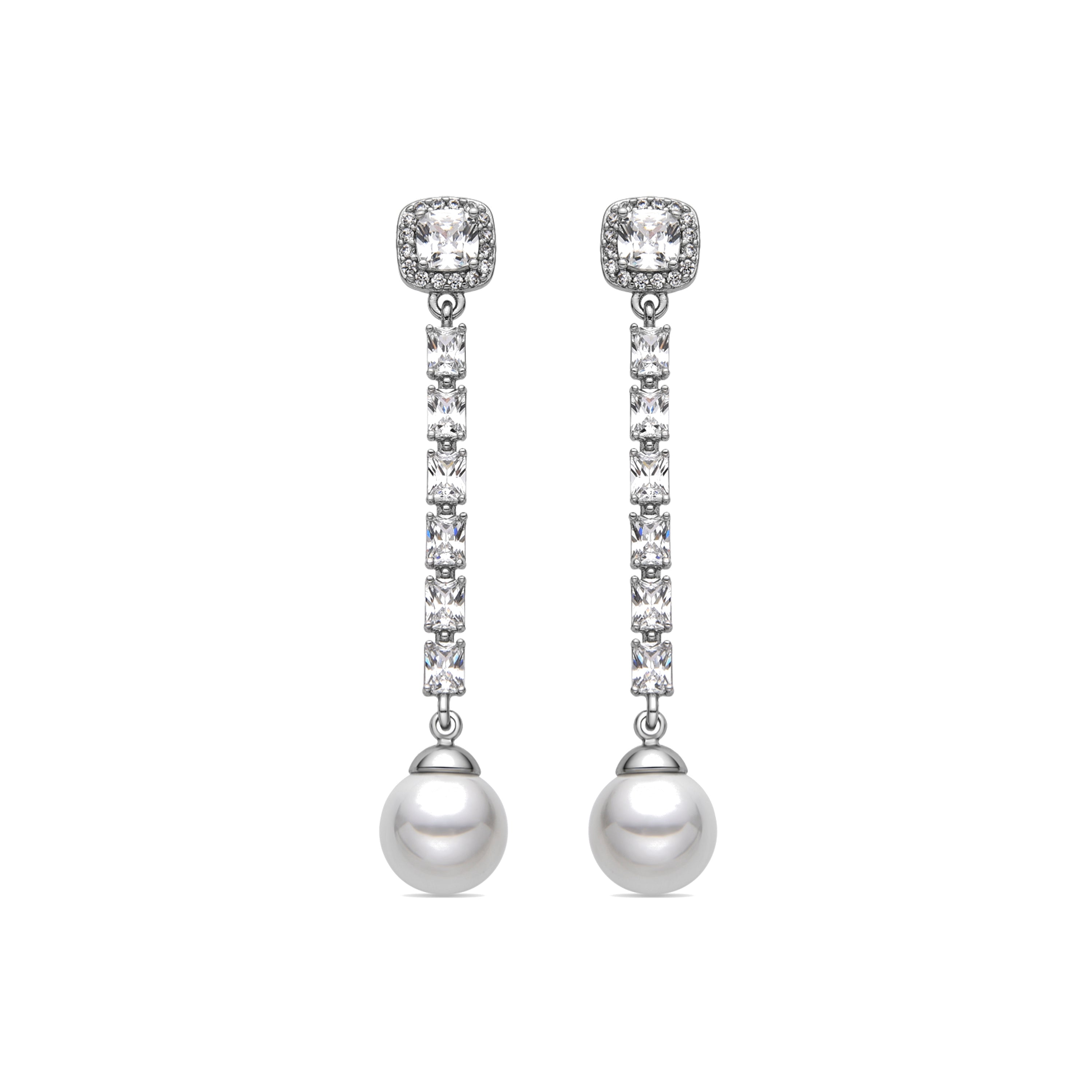 Boucles d'oreilles avec perle blanche finition argent - Otha