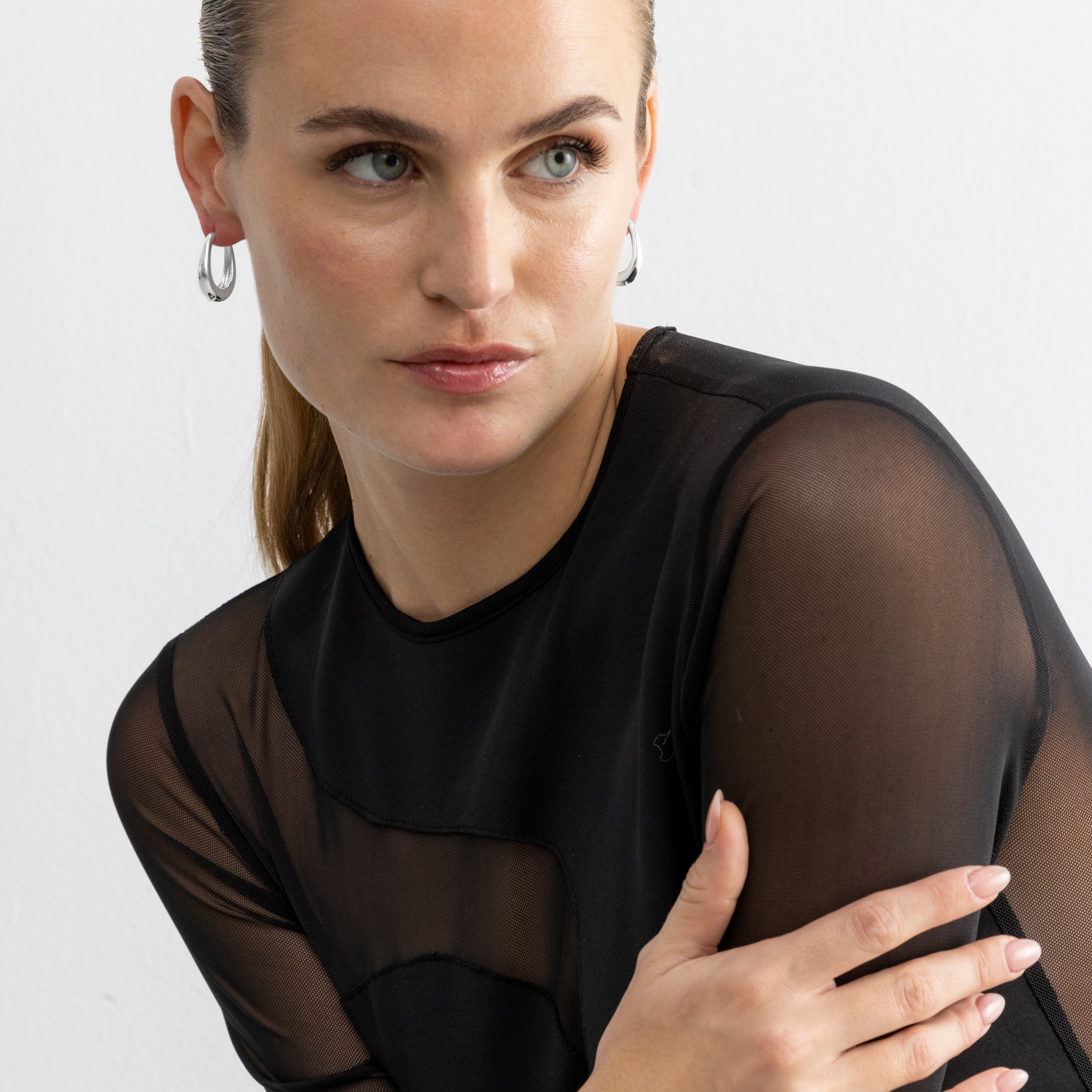 Earrings with - silver finish - Luya