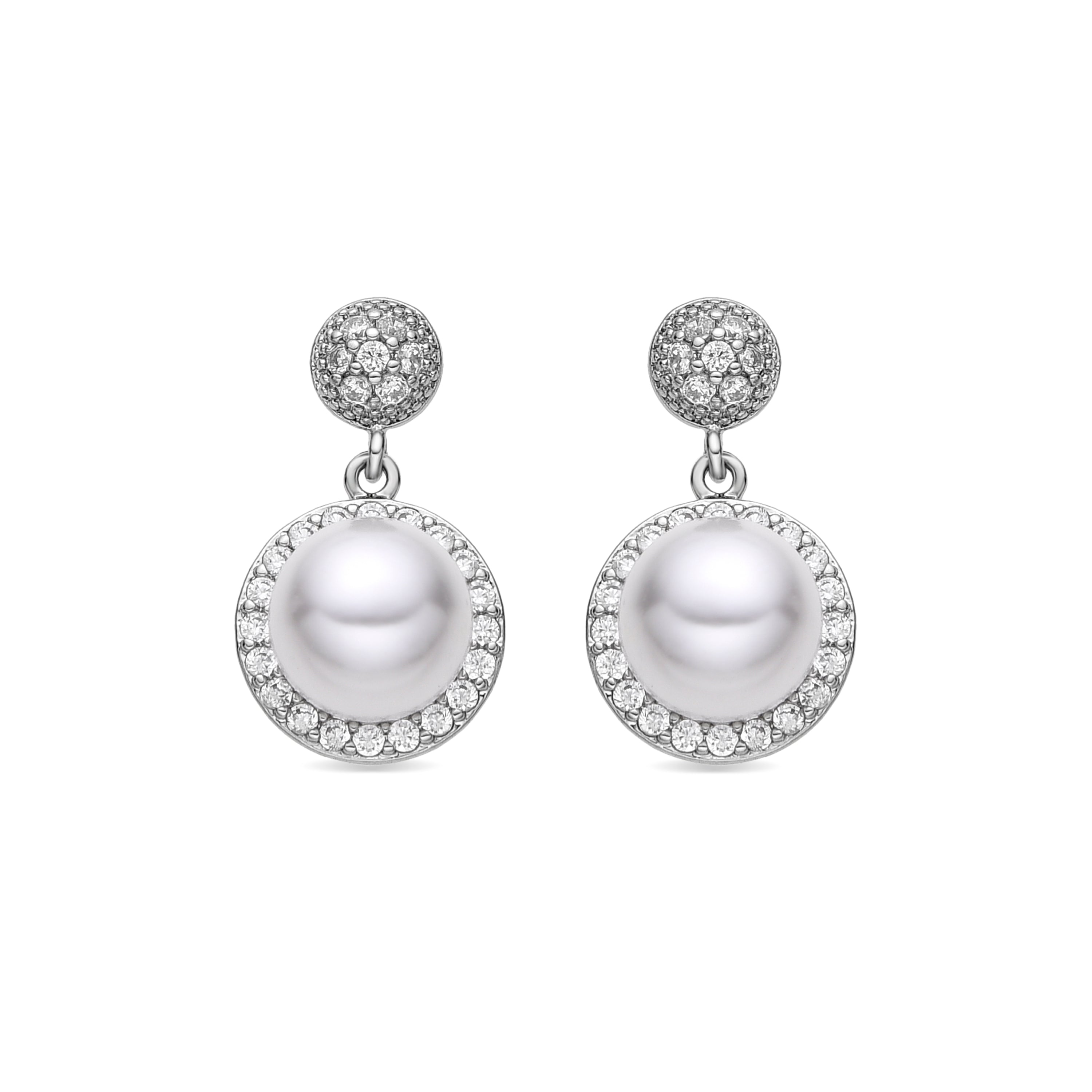Boucles d'oreilles avec Perle Blanche finition argent - Saali