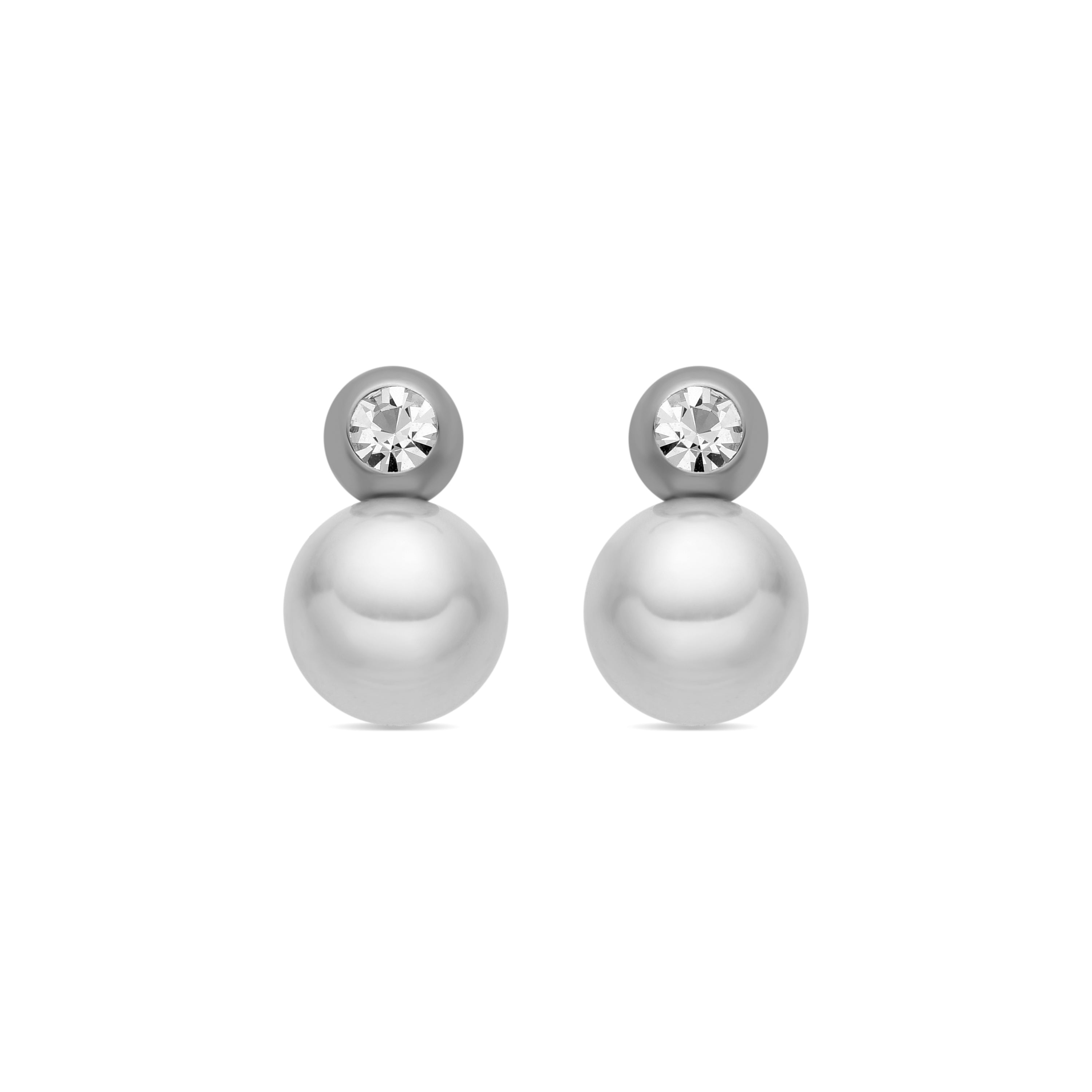 Boucles d'oreilles avec Perle Blanche finition argent - Asny