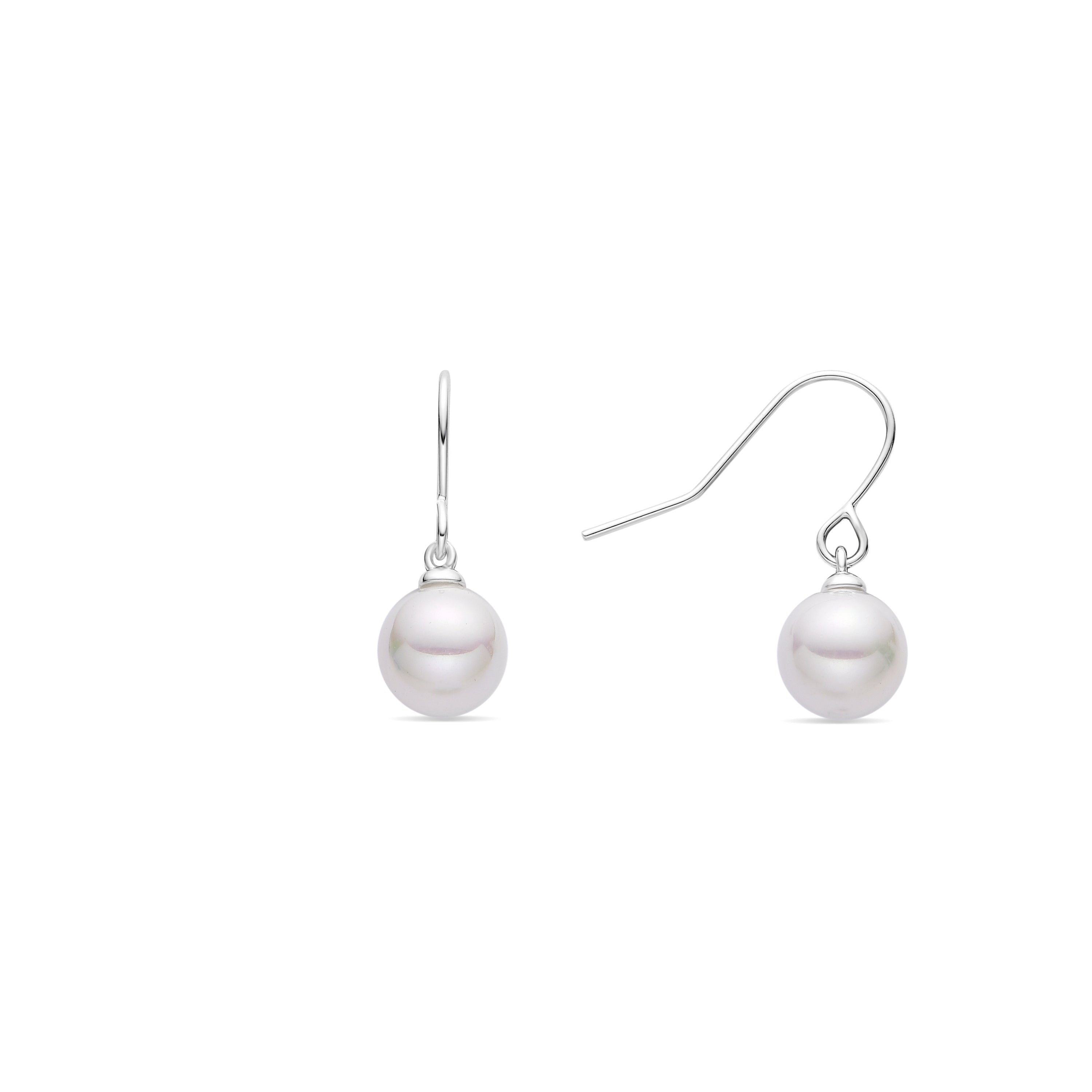 Boucles d'oreilles avec perle blanche finition argent - Darana