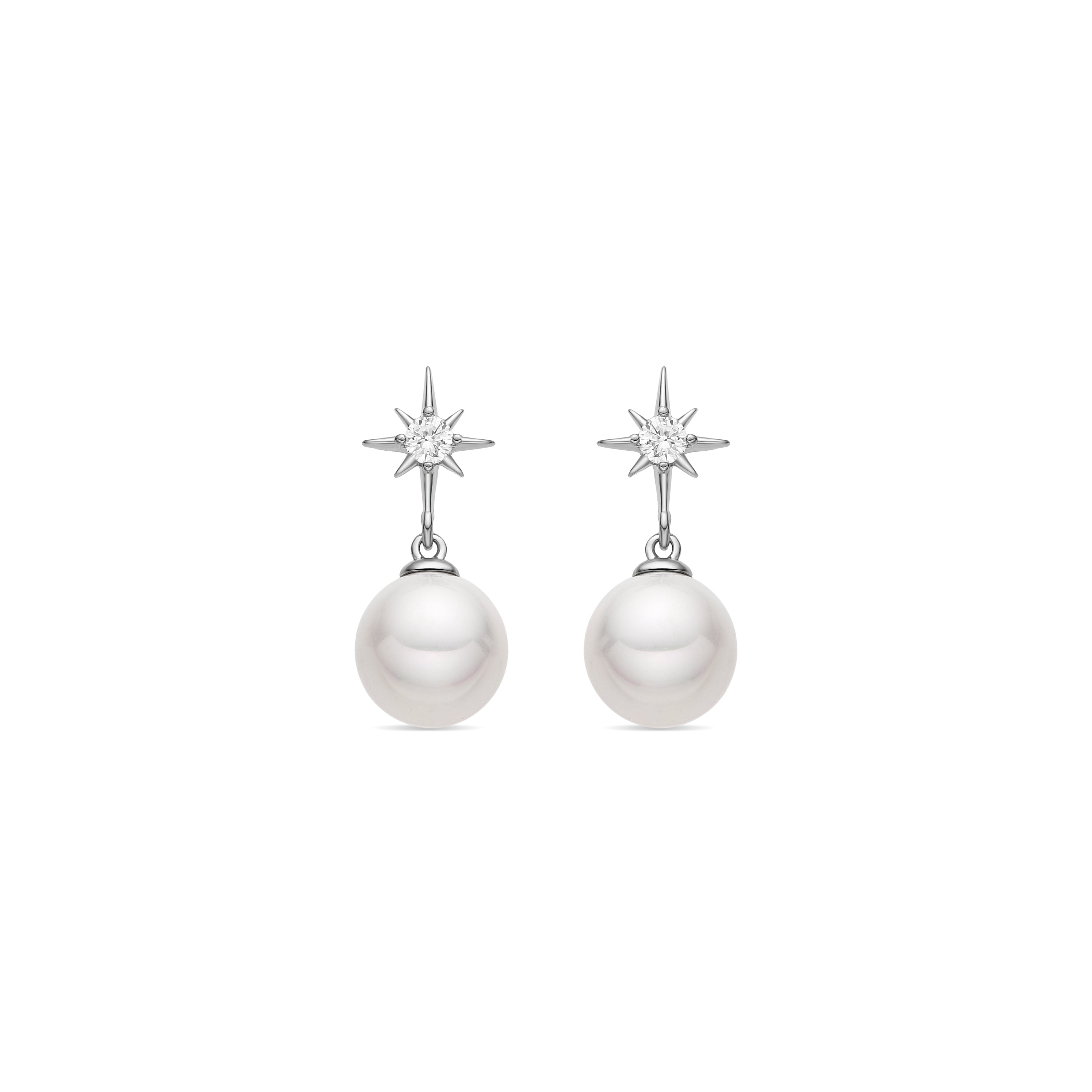 Boucles d'oreilles avec Perle Blanche finition argent - Miara