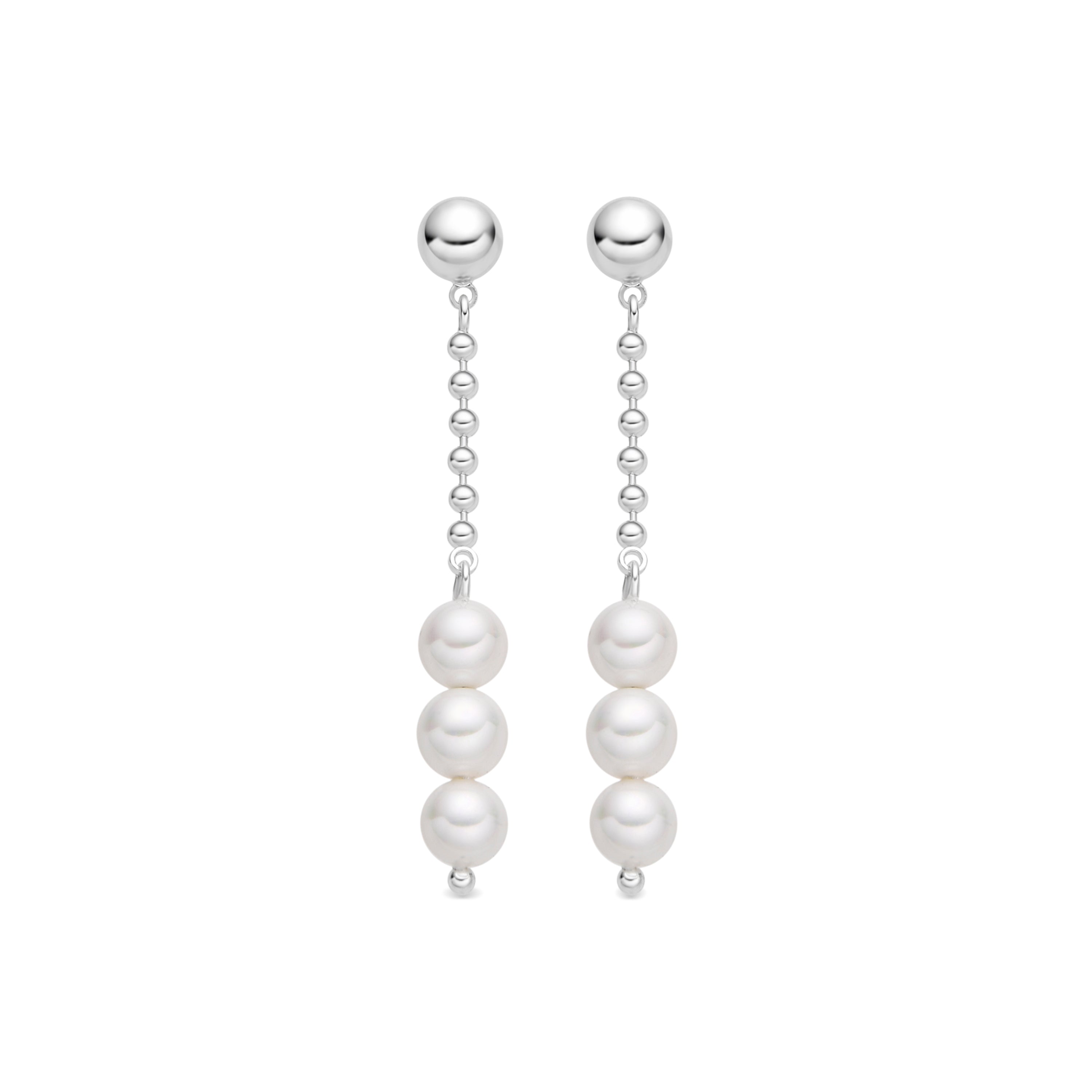 Boucles d'oreilles avec perle blanche finition argent - Galdin