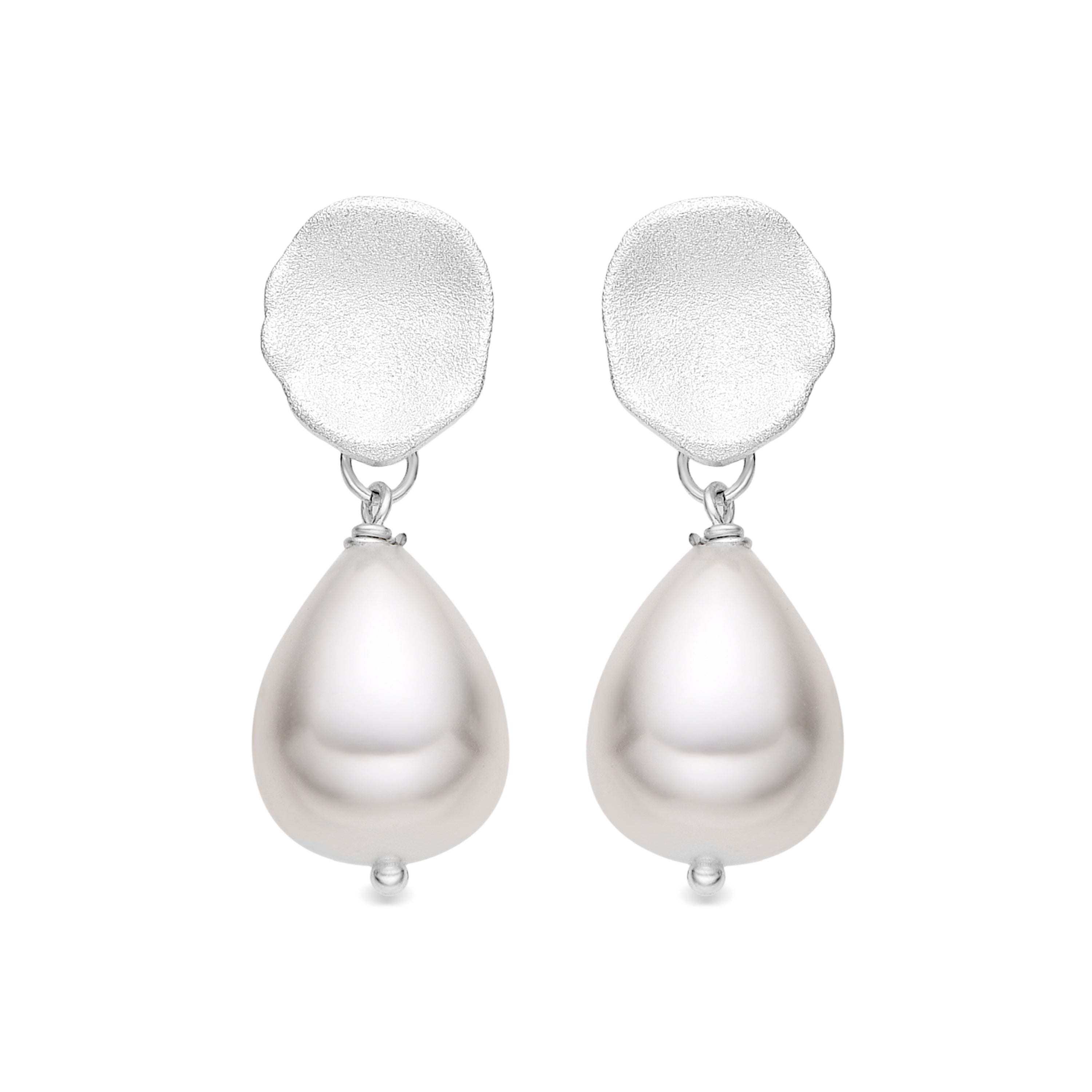 Boucles d'oreilles avec Perle Blanche finition argent - Aoya