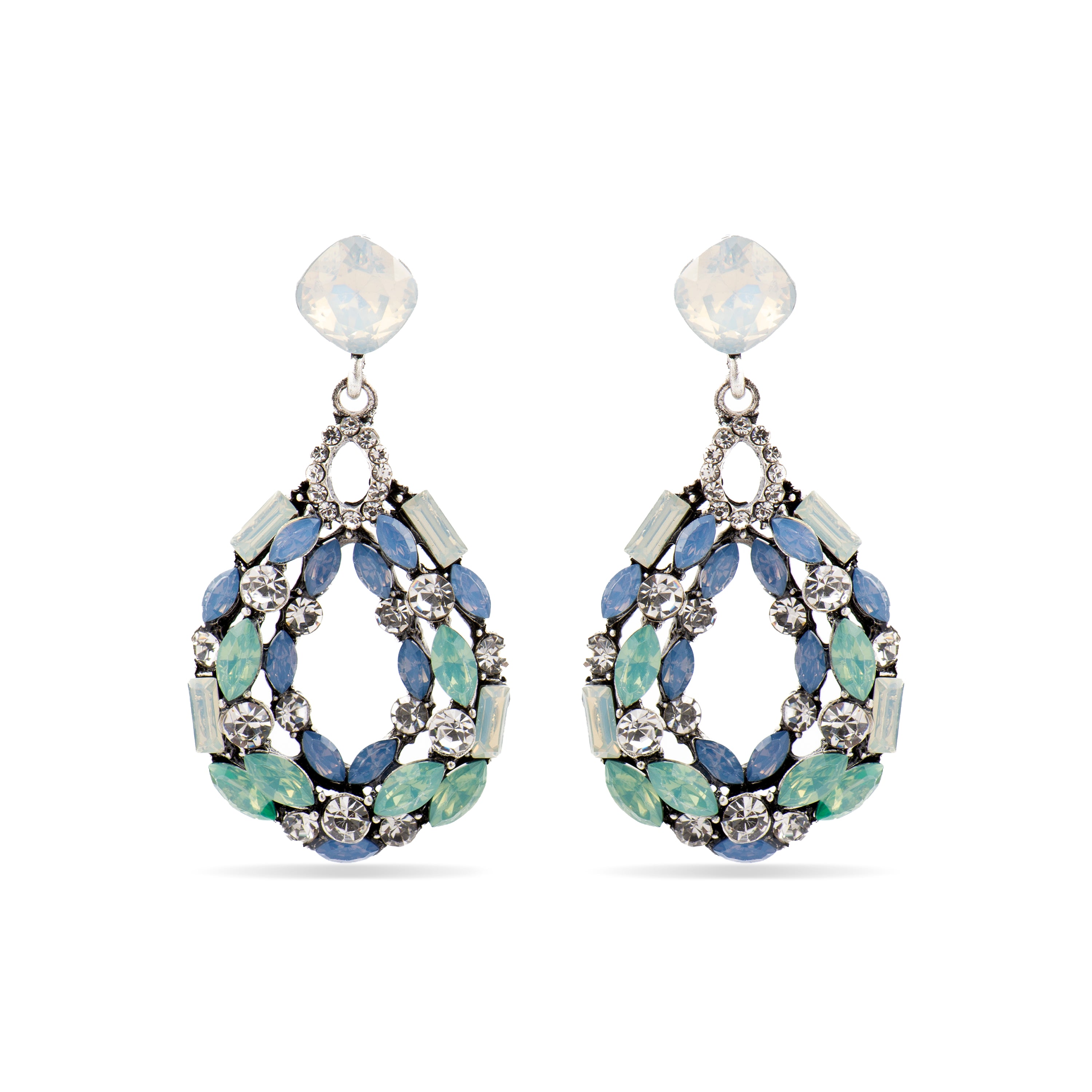 Pendientes con Cristal Multicolor acabado plata - Liodas