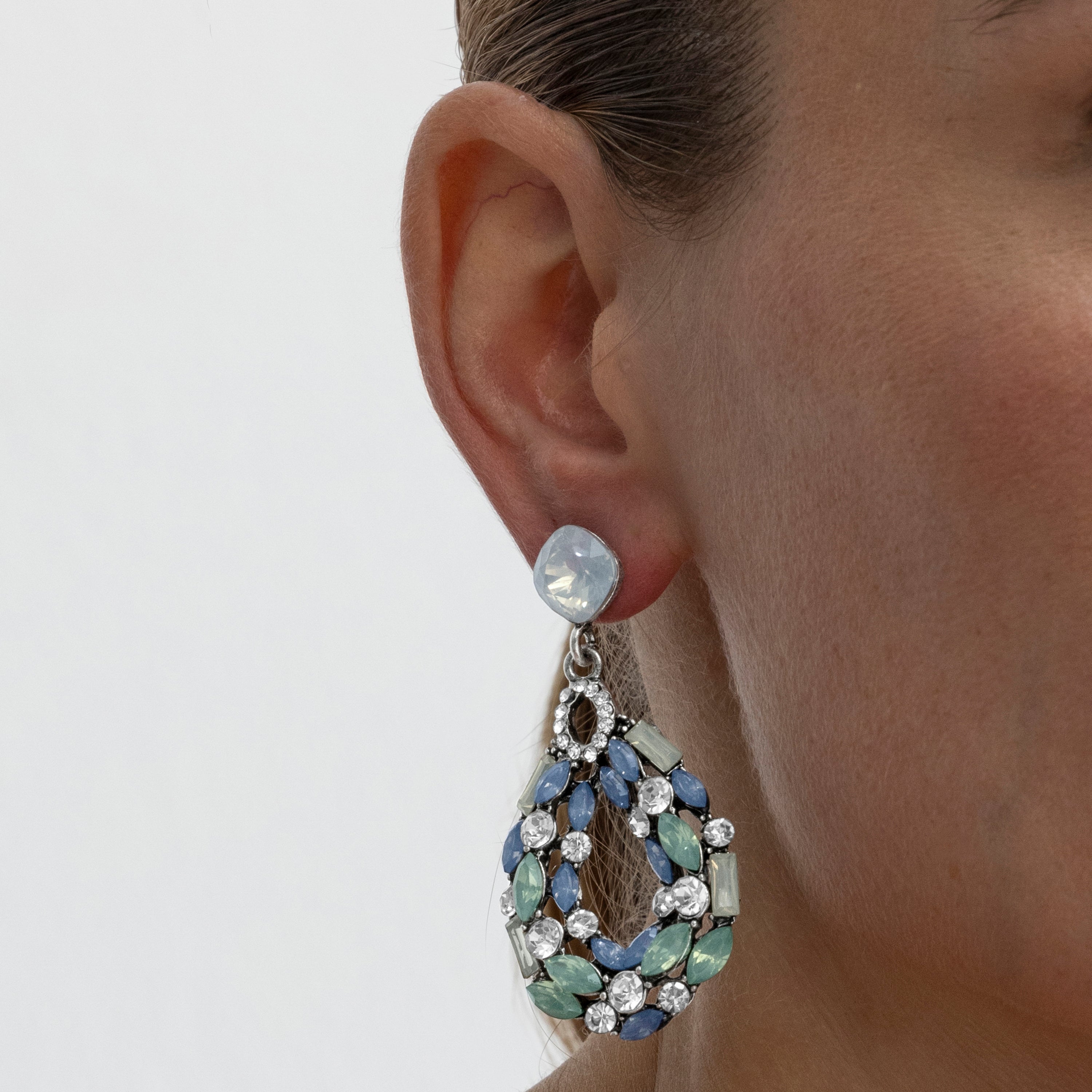 Pendientes con Cristal Multicolor acabado plata - Liodas