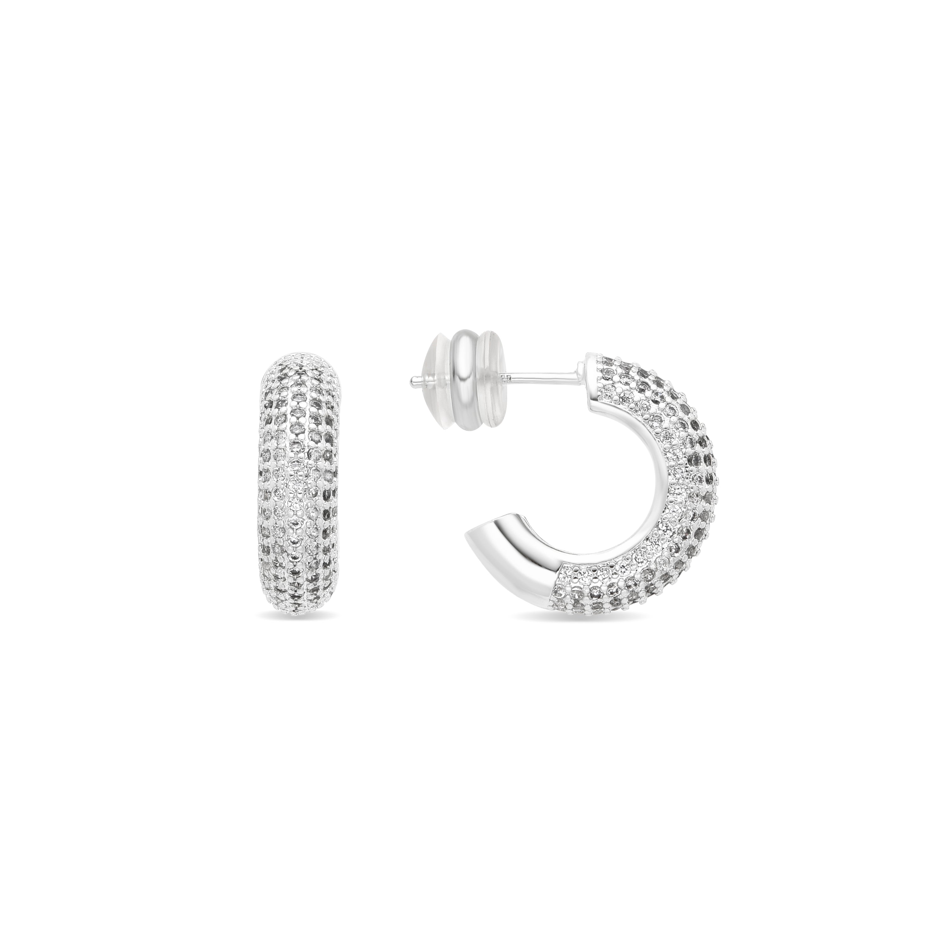 Boucles d'oreilles finition argent et Zircon brillant - Niras