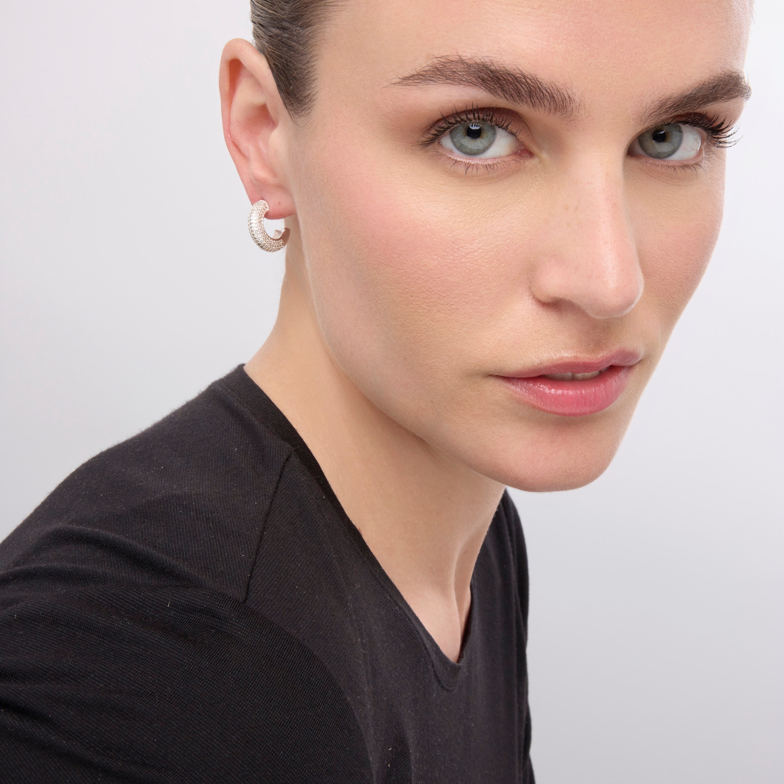 Boucles d'oreilles finition argent et Zircon brillant - Niras