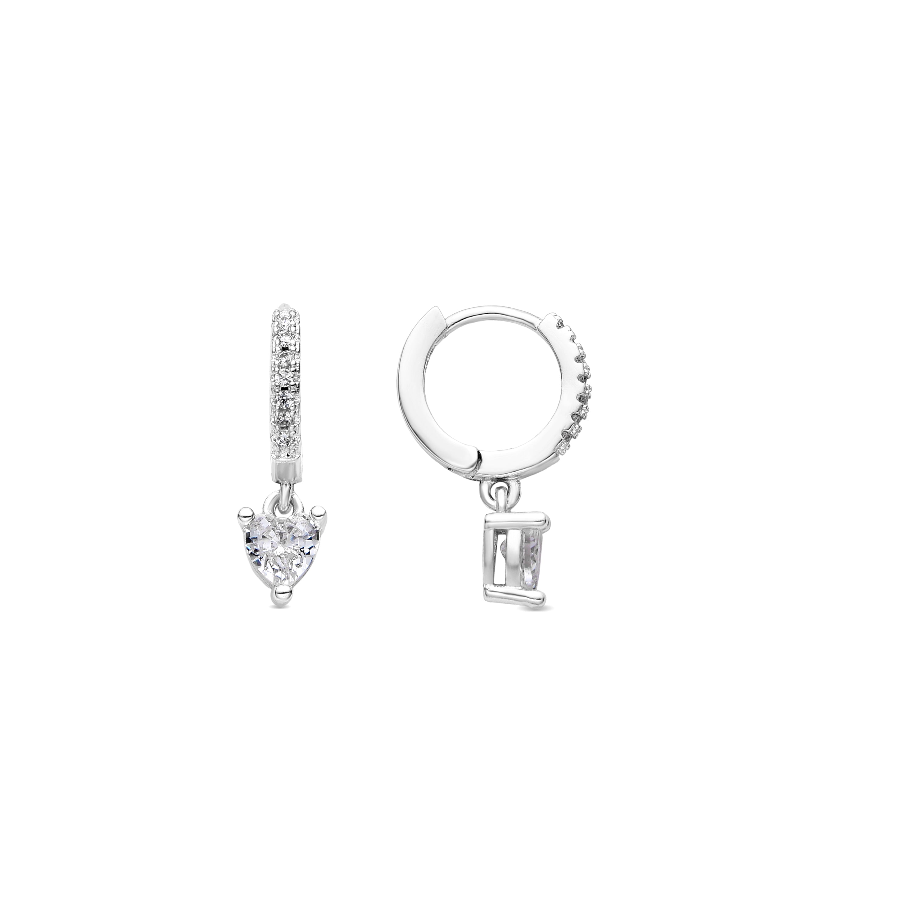 Boucles d'oreilles finition argent et Zircon brillant - Drasa
