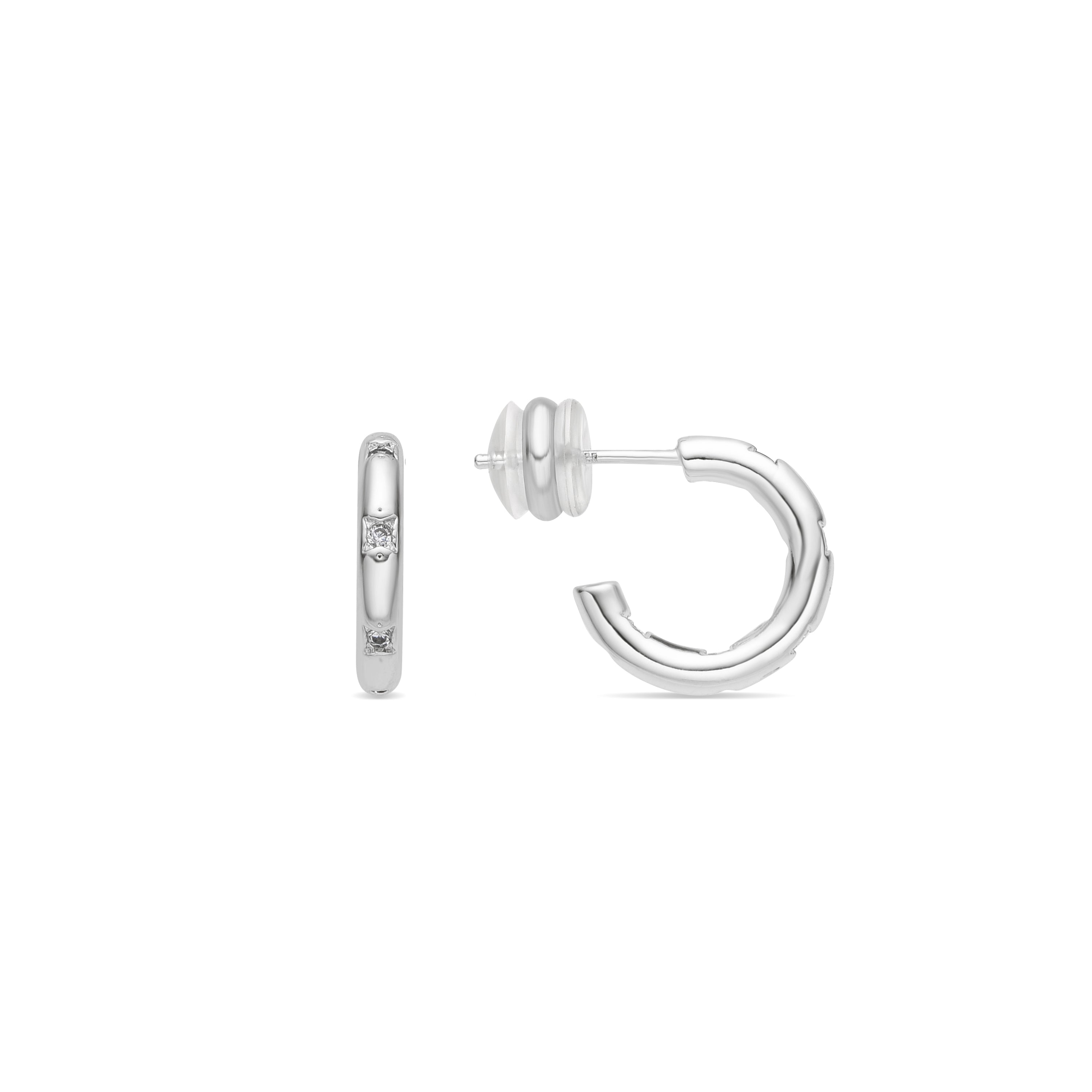 Boucles d'oreilles finition argent et Zircon brillant - Sisah