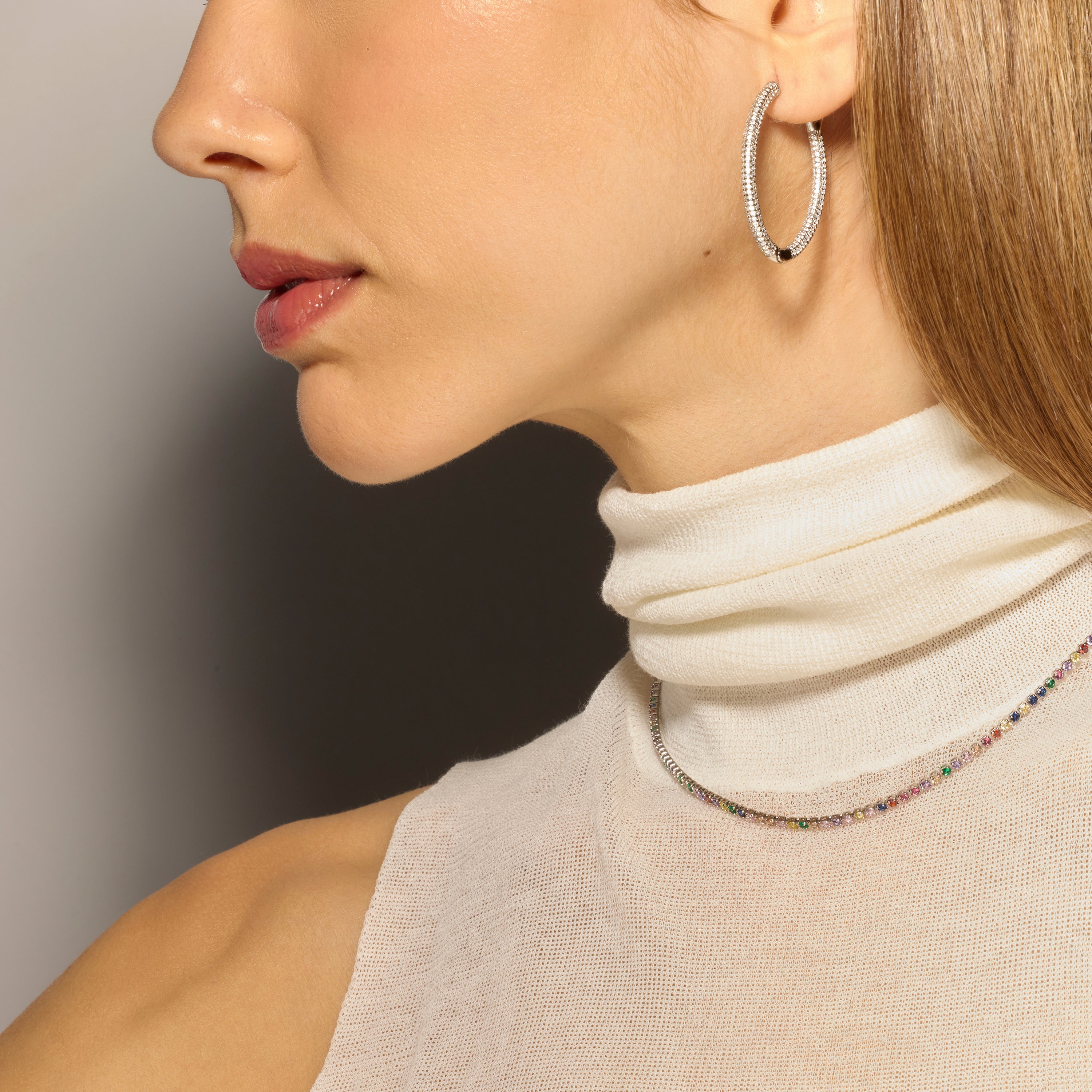 Earrings with - silver finish - Libub