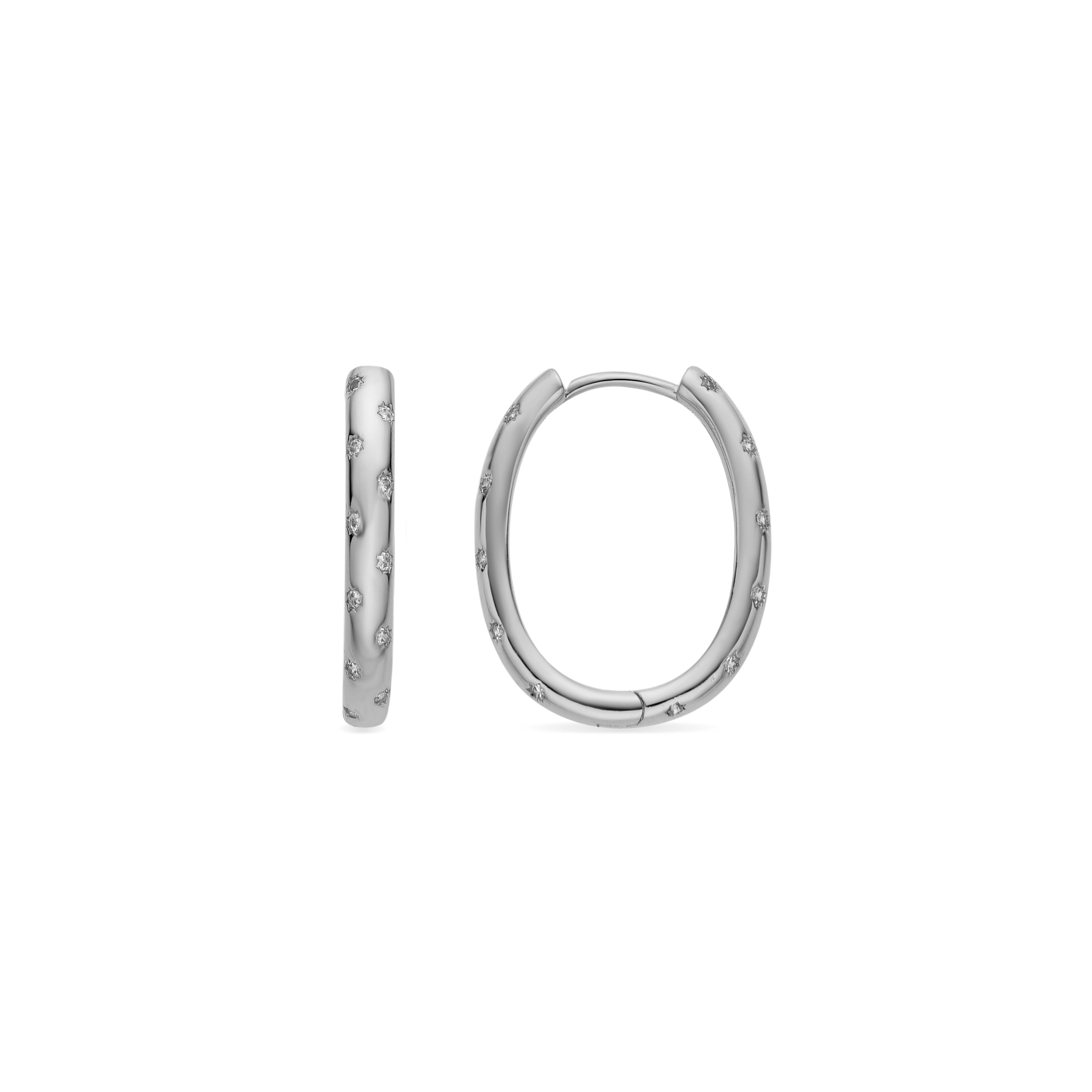 Ohrringe mit funkelndem Zirkonia, Silber-Finish - Dinlah