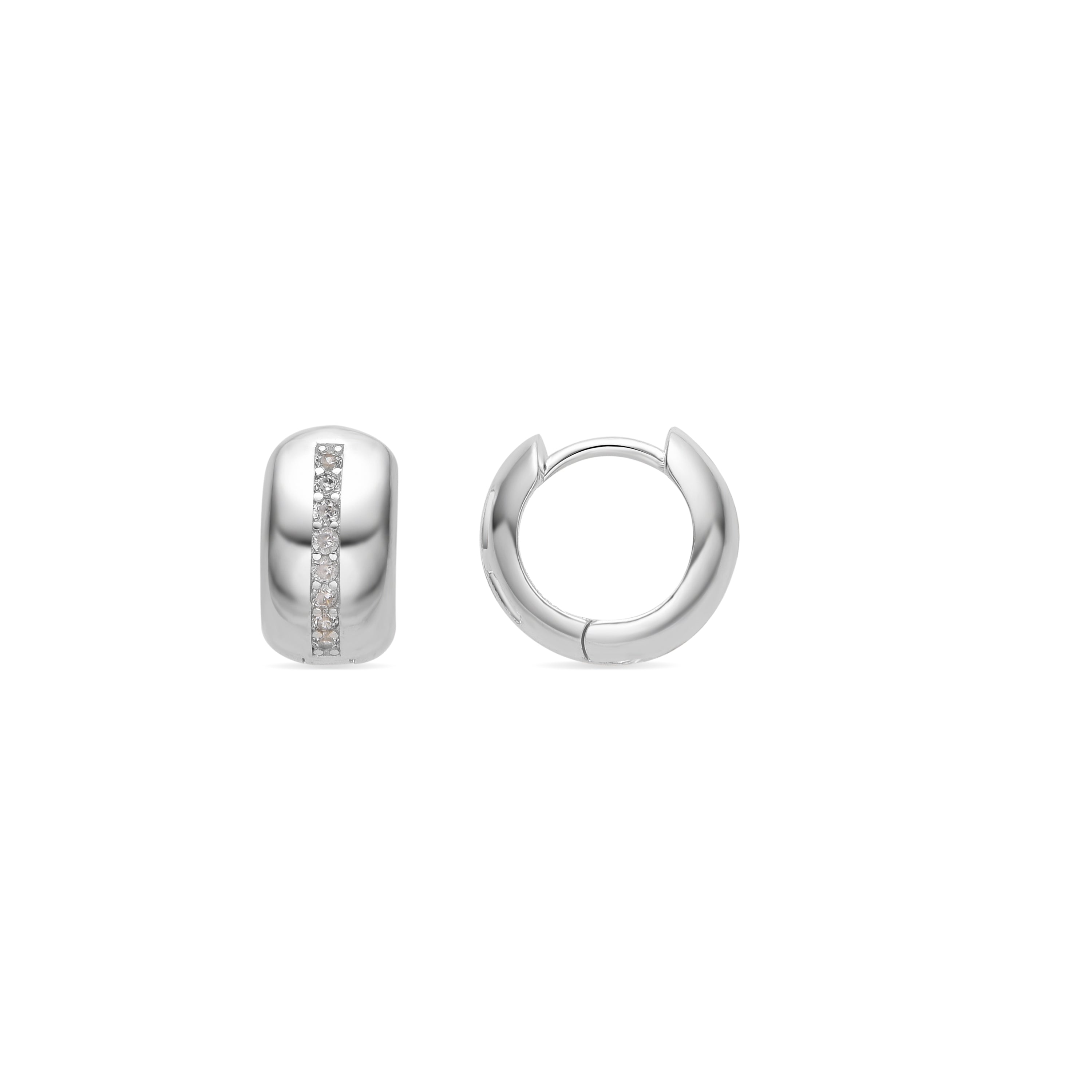 Earrings with shiny zirconia in silver finish - Shio