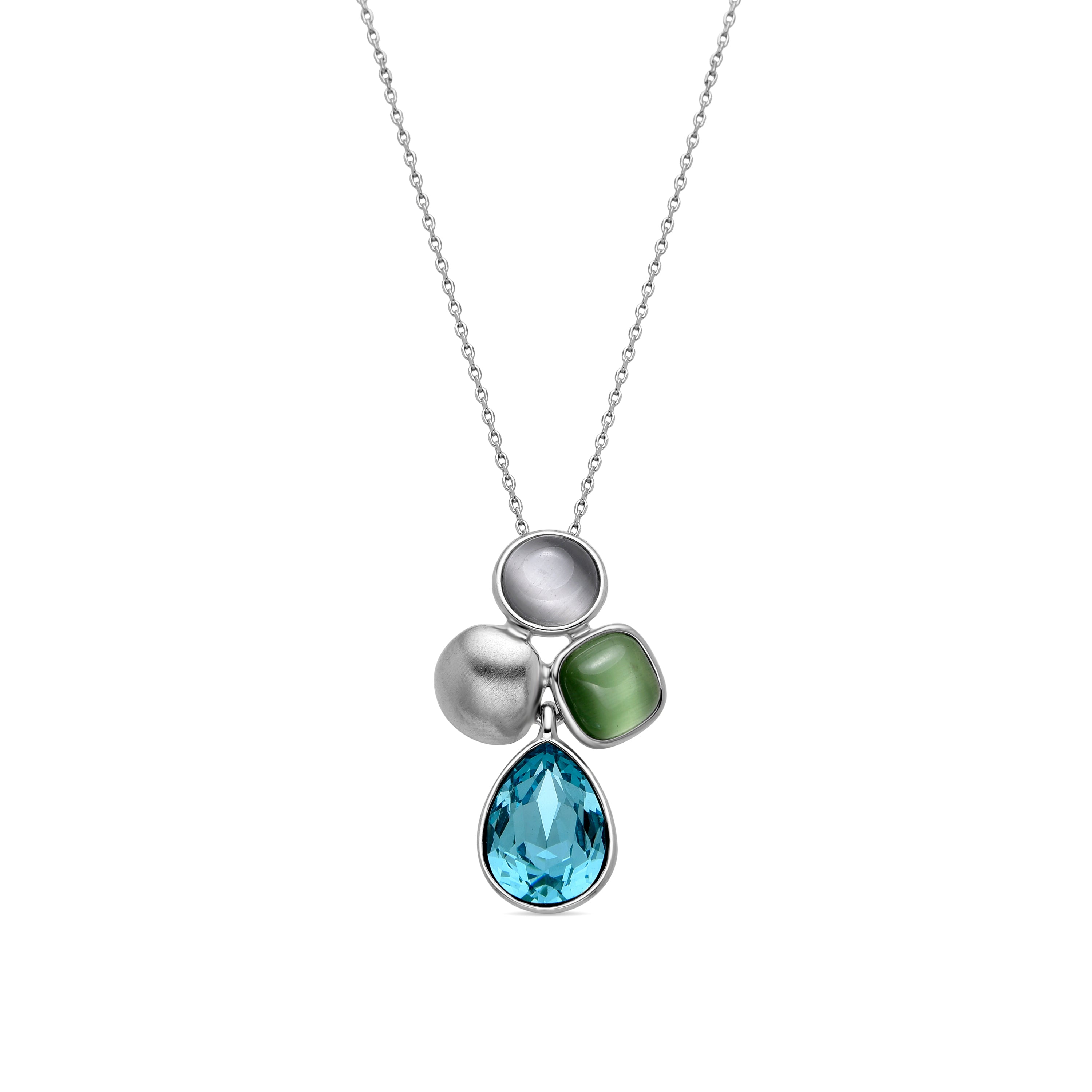 Collar con Cristal Azul acabado plata - Vargae