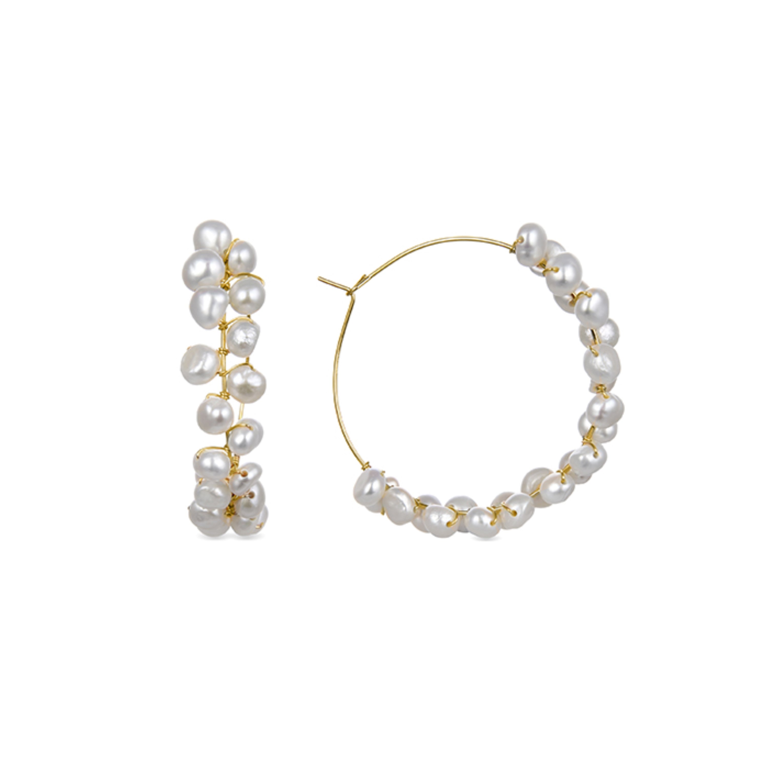 Pendientes de Perla Blanca acabados en oro amarillo de 18K - Milba