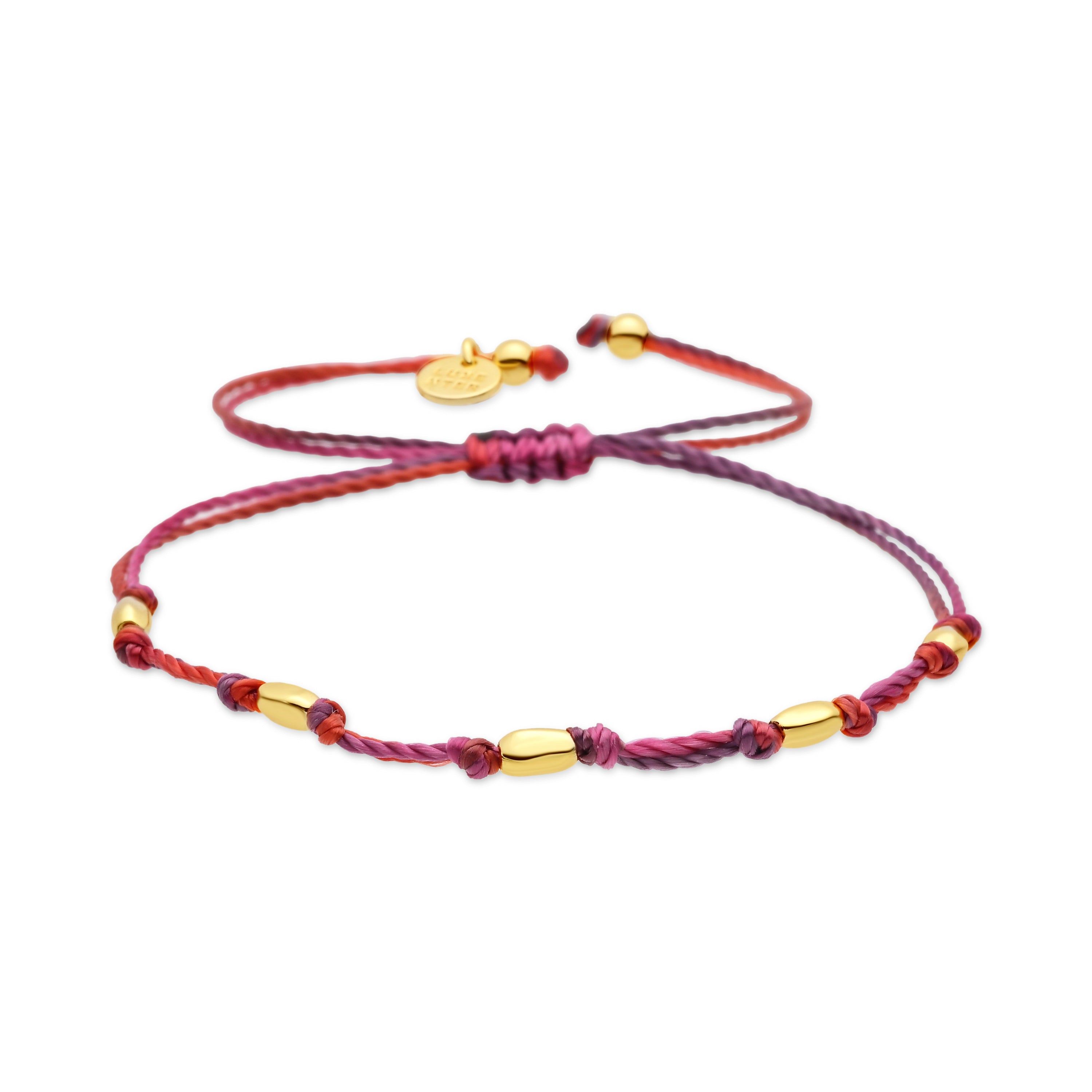 Tobillera de Aleación de Metal y Algodon Morado acabado en oro amarillo de 18k - Buawe