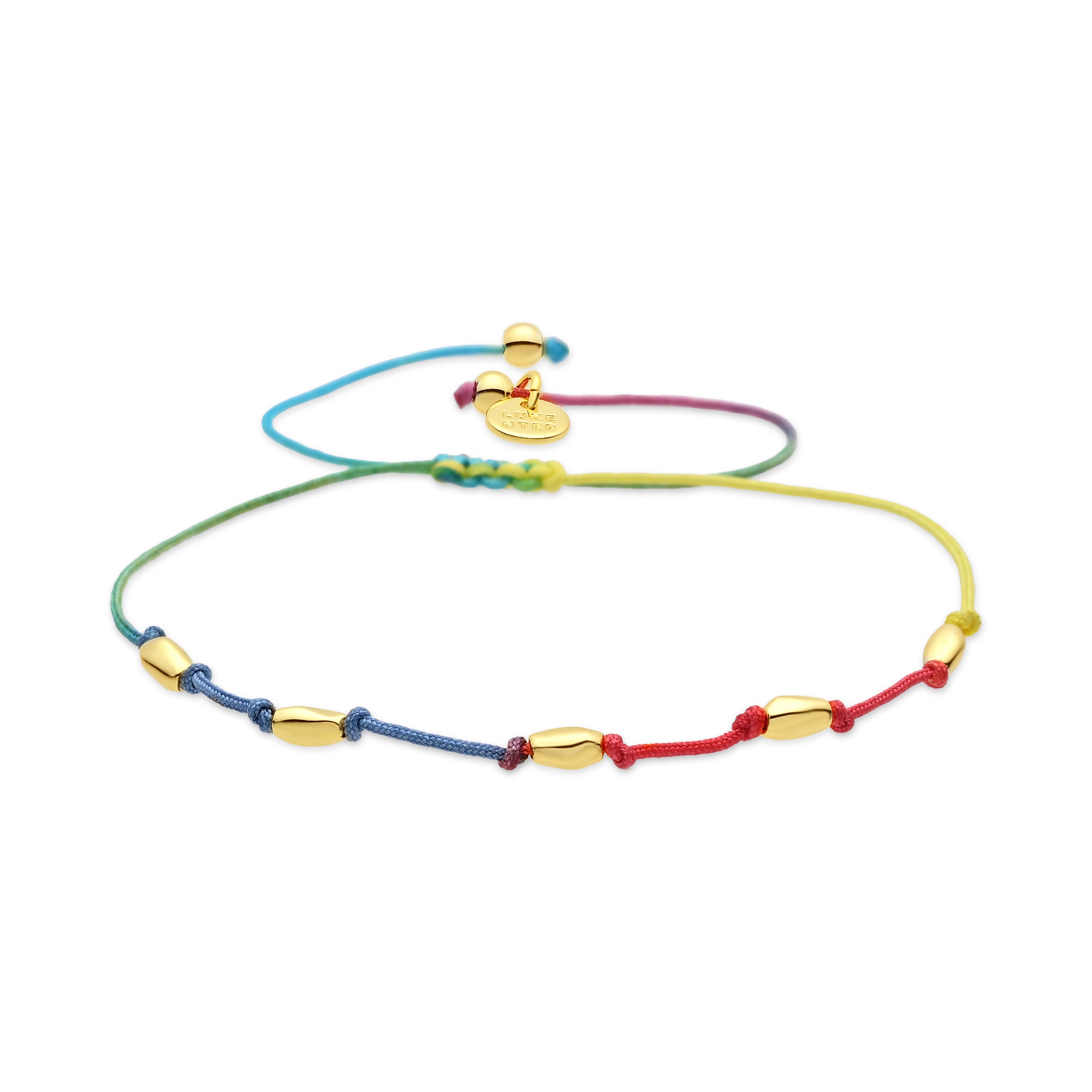 Tobillera de Aleación de Metal y Algodón Multicolor Fluor acabado en oro amarillo de 18k - Buawe