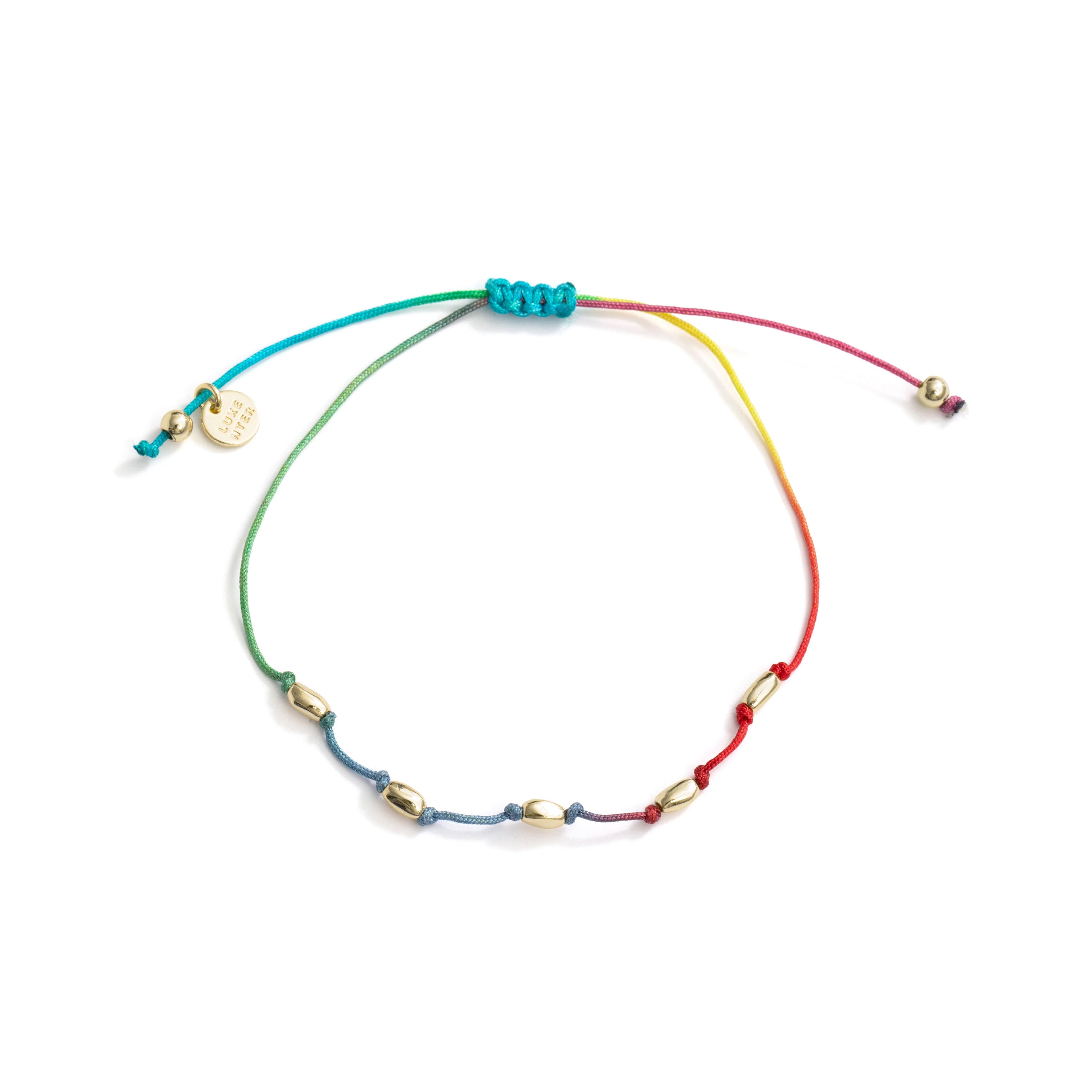 Tobillera de Aleación de Metal y Algodón Multicolor Fluor acabado en oro amarillo de 18k - Buawe