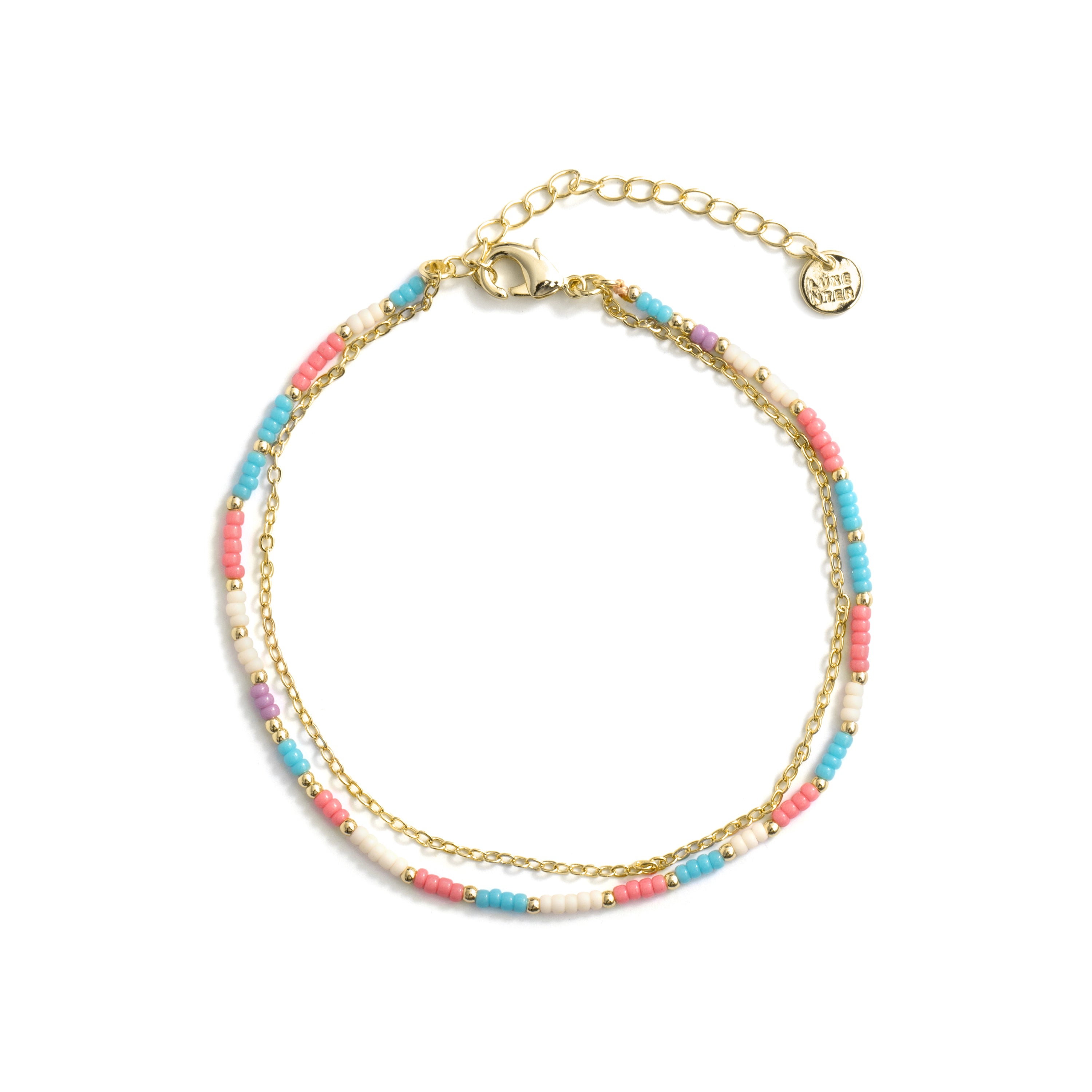 Tobillera de Aleación de Metal y Cristal Rosa acabado en oro amarillo de 18k - Zasau