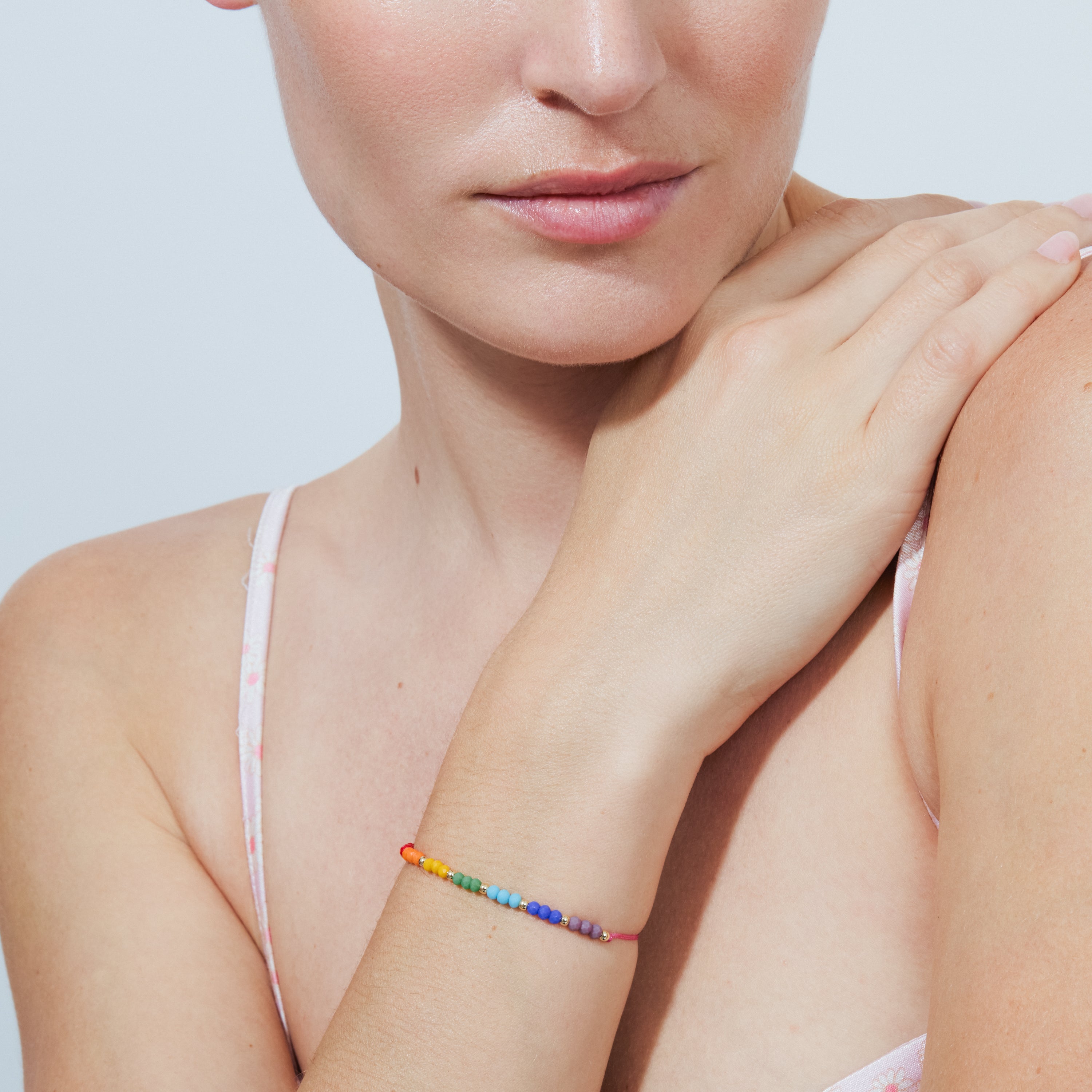 Tobillera de Aleación de Metal y Cristal Multicolor acabado en oro amarillo de 18k - Ophus