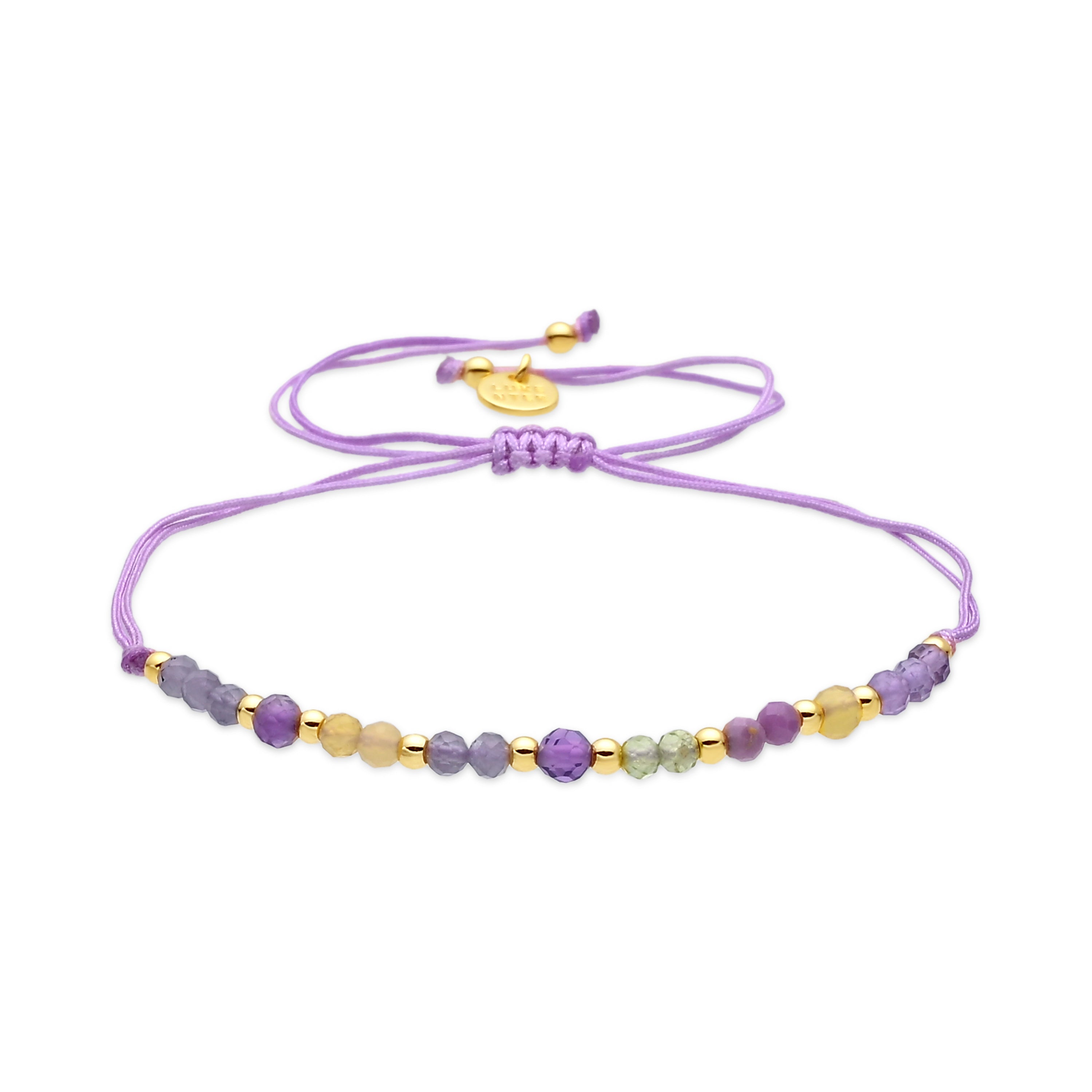 Tobillera de Aleación de Metal y Cristal Morado acabado en oro amarillo de 18k - Itnej
